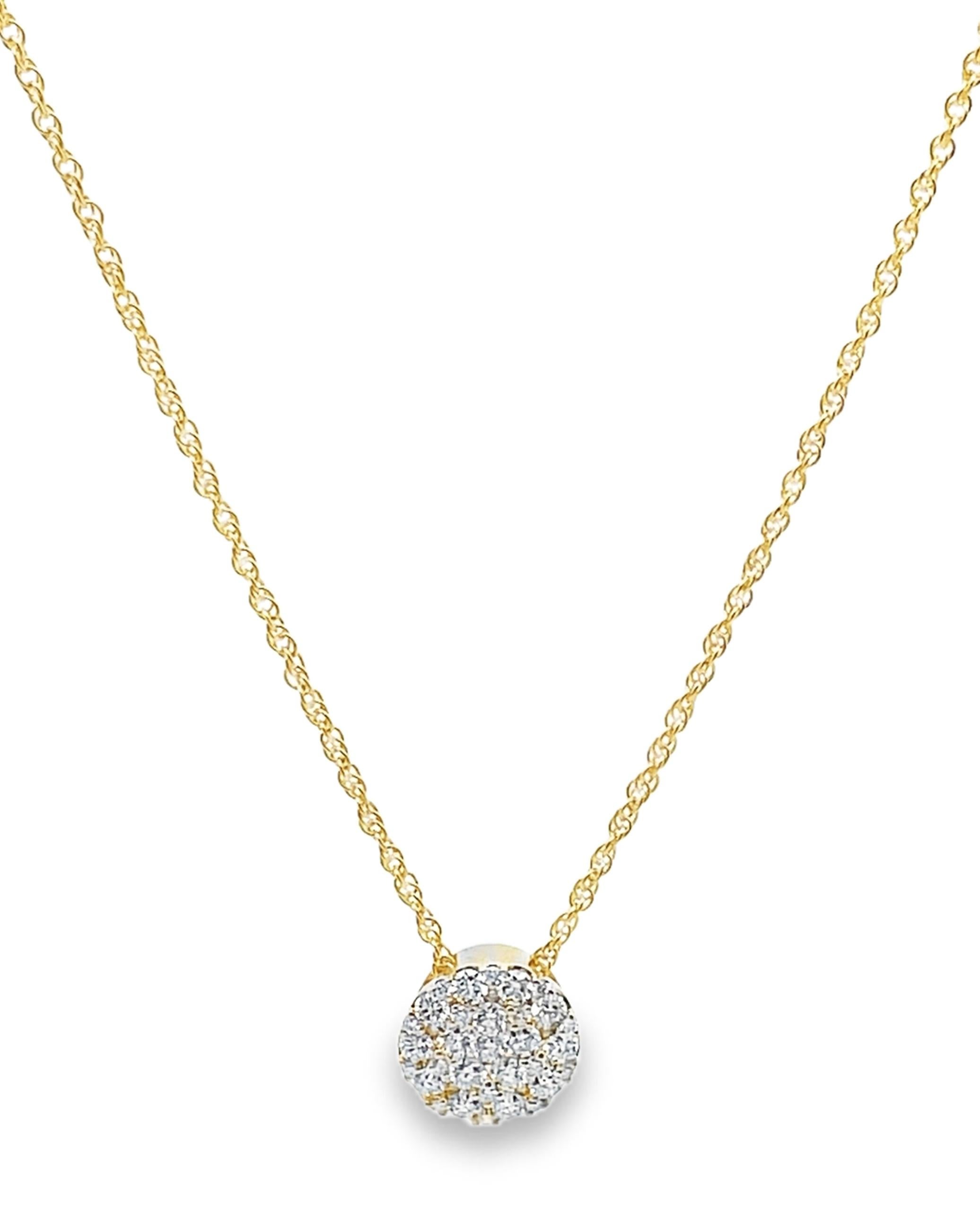Allison Kaufman 14K Yellow Gold Diamond Circle Pendant Necklace 0.50 Carats In New Condition For Sale In Old Tappan, NJ