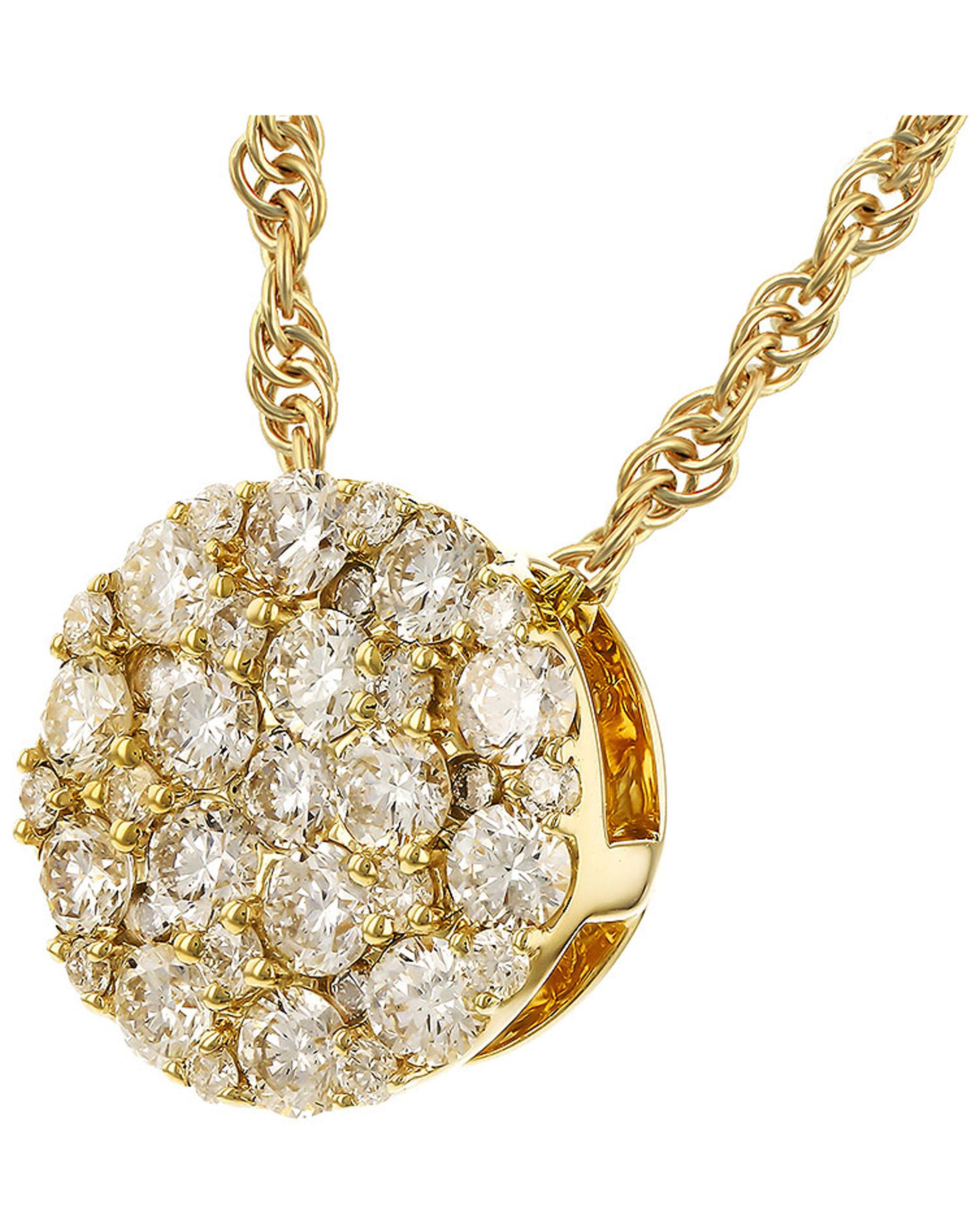 Allison Kaufman 14K Yellow Gold Diamond Circle Pendant Necklace 0.50 Carats For Sale 1