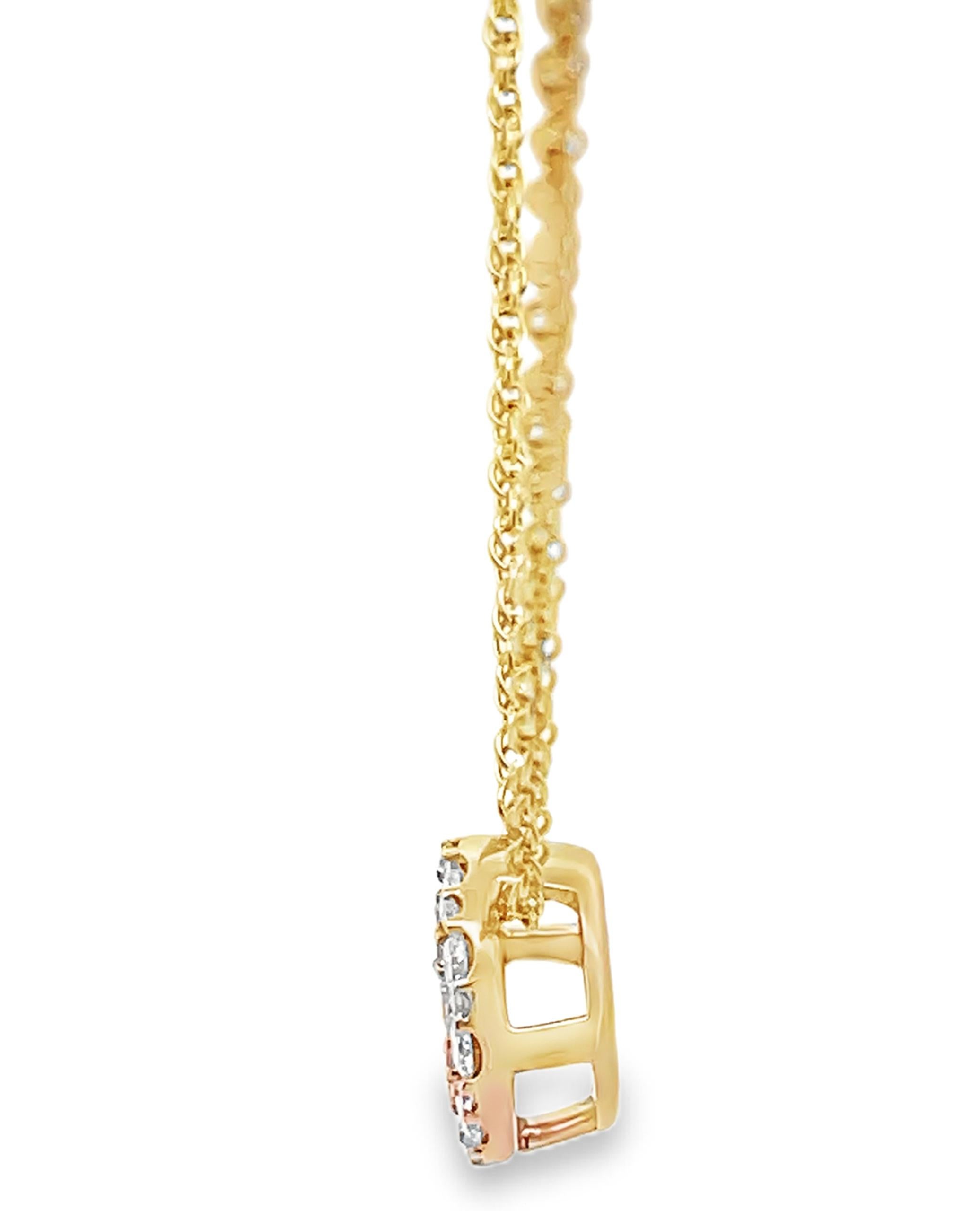 Allison Kaufman 14K Yellow Gold Diamond Circle Pendant Necklace 0.50 Carats For Sale 2