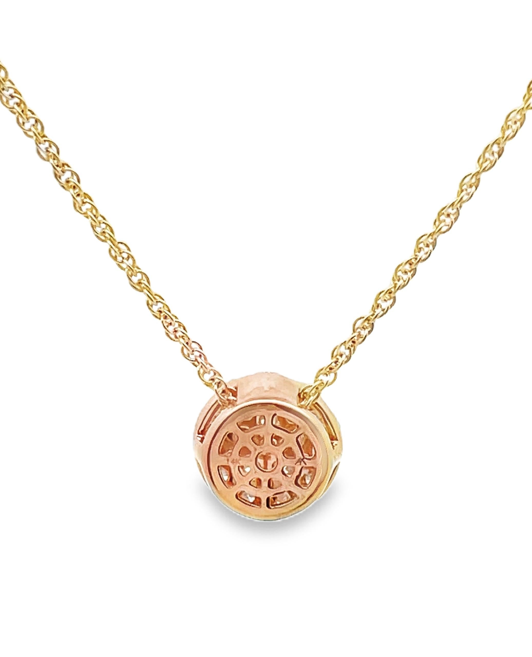 Allison Kaufman 14K Yellow Gold Diamond Circle Pendant Necklace 0.50 Carats For Sale 3