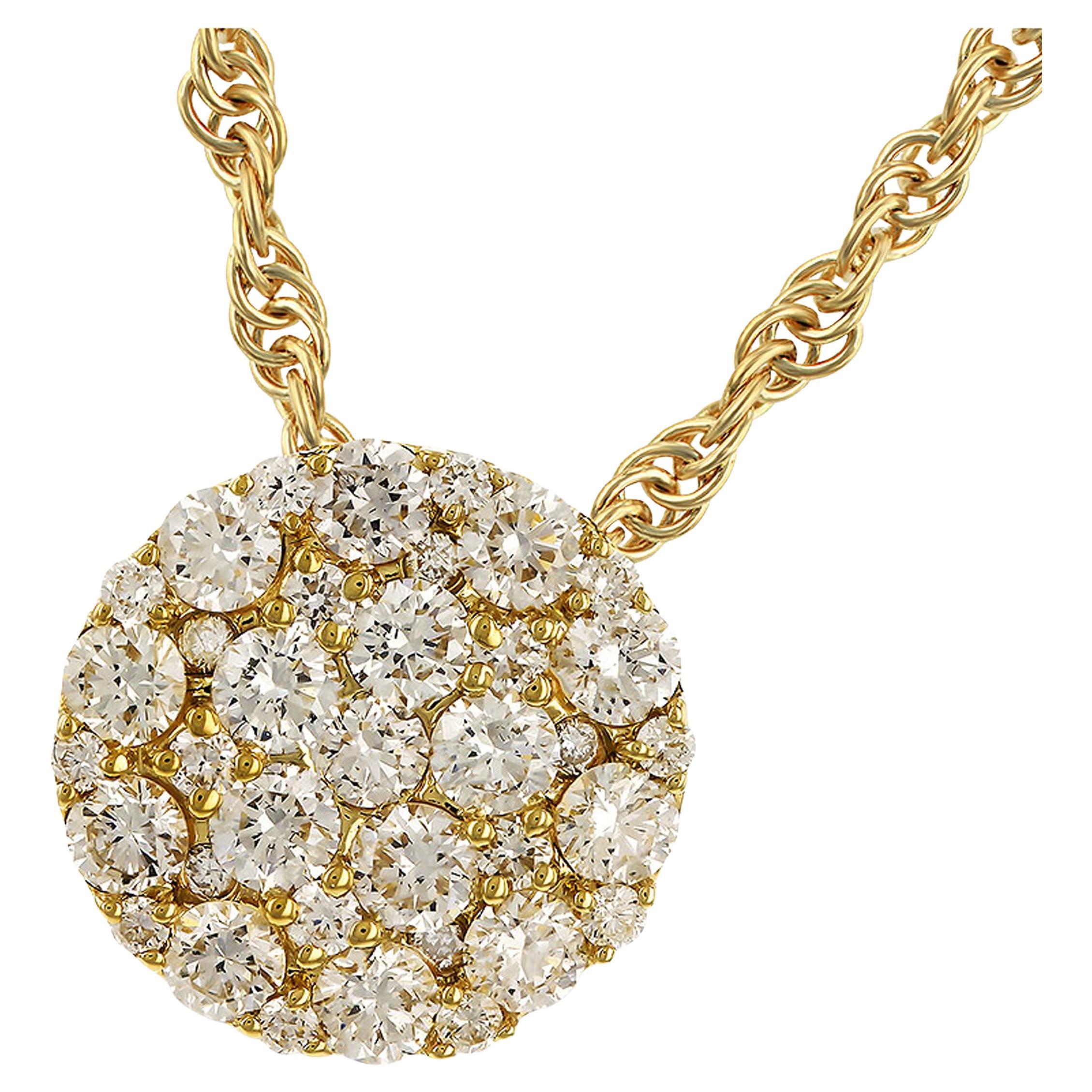 Allison Kaufman 14K Yellow Gold Diamond Circle Pendant Necklace 0.50 Carats
