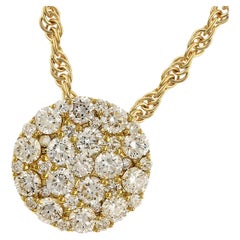 Allison Kaufman 14K Yellow Gold Diamond Circle Pendant Necklace 0.50 Carats