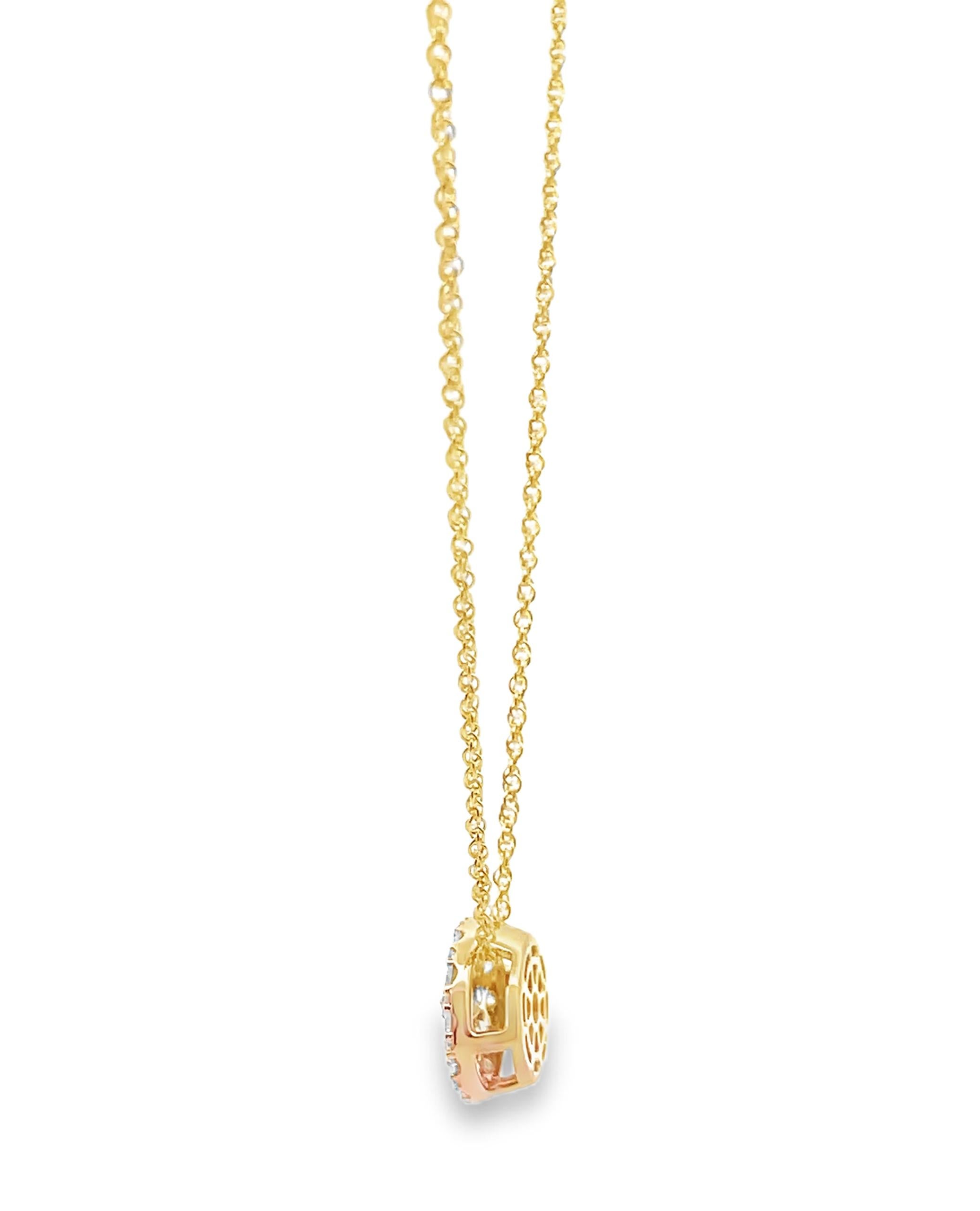 Women's Allison Kaufman 14K Yellow Gold Diamond Circle Pendant Necklace 1.00 Carats For Sale