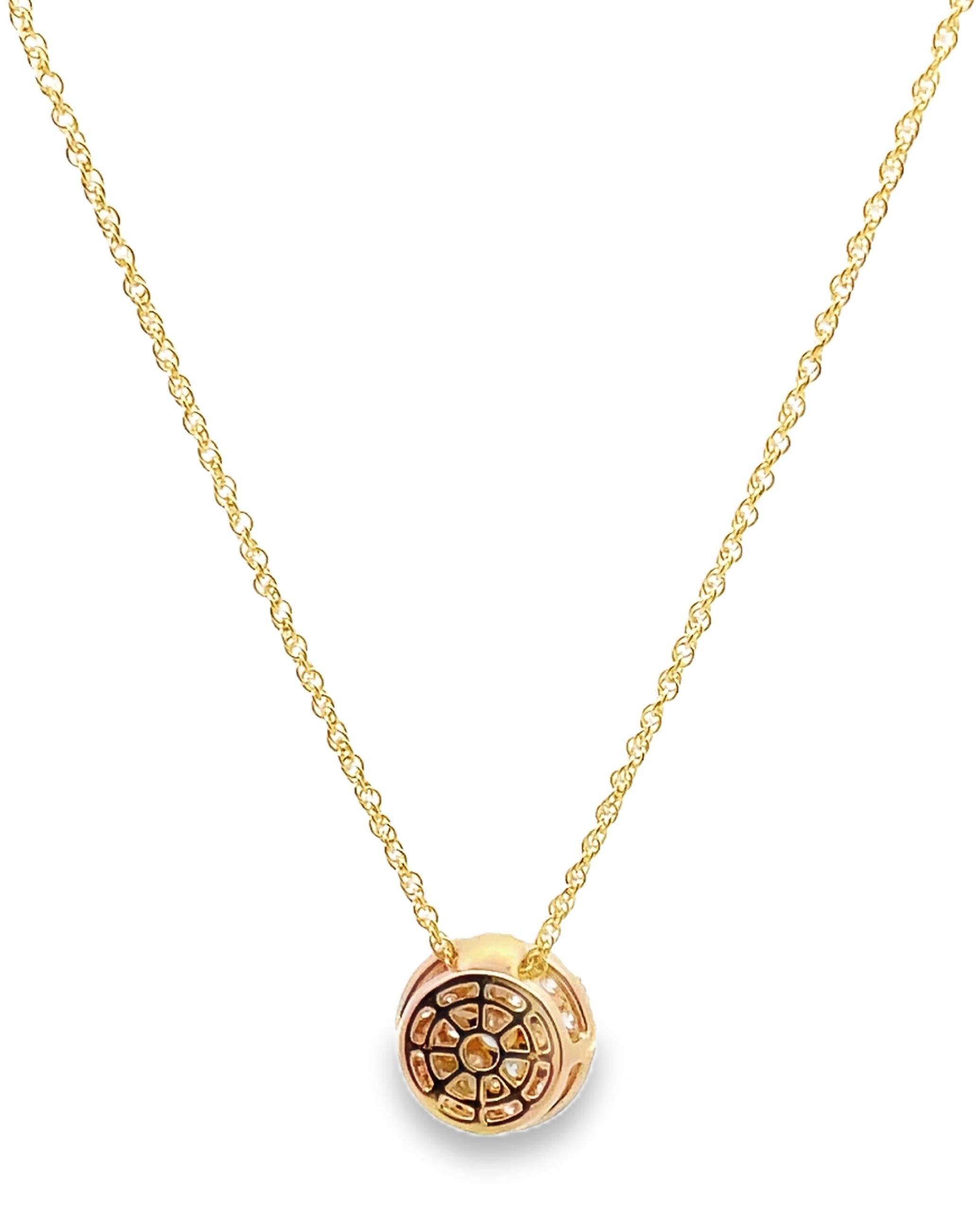 Allison Kaufman 14K Yellow Gold Diamond Circle Pendant Necklace 1.00 Carats For Sale 1