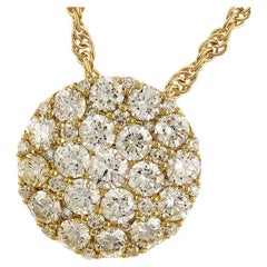 Allison Kaufman 14K Yellow Gold Diamond Circle Pendant Necklace 1.00 Carats