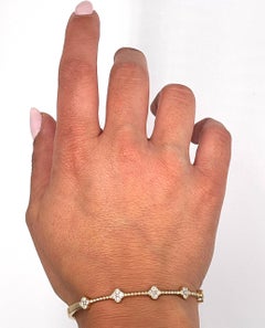 Allison Kaufman 14K Yellow Gold Diamond Four Leaf Quatrefoil Bangle Bracelet