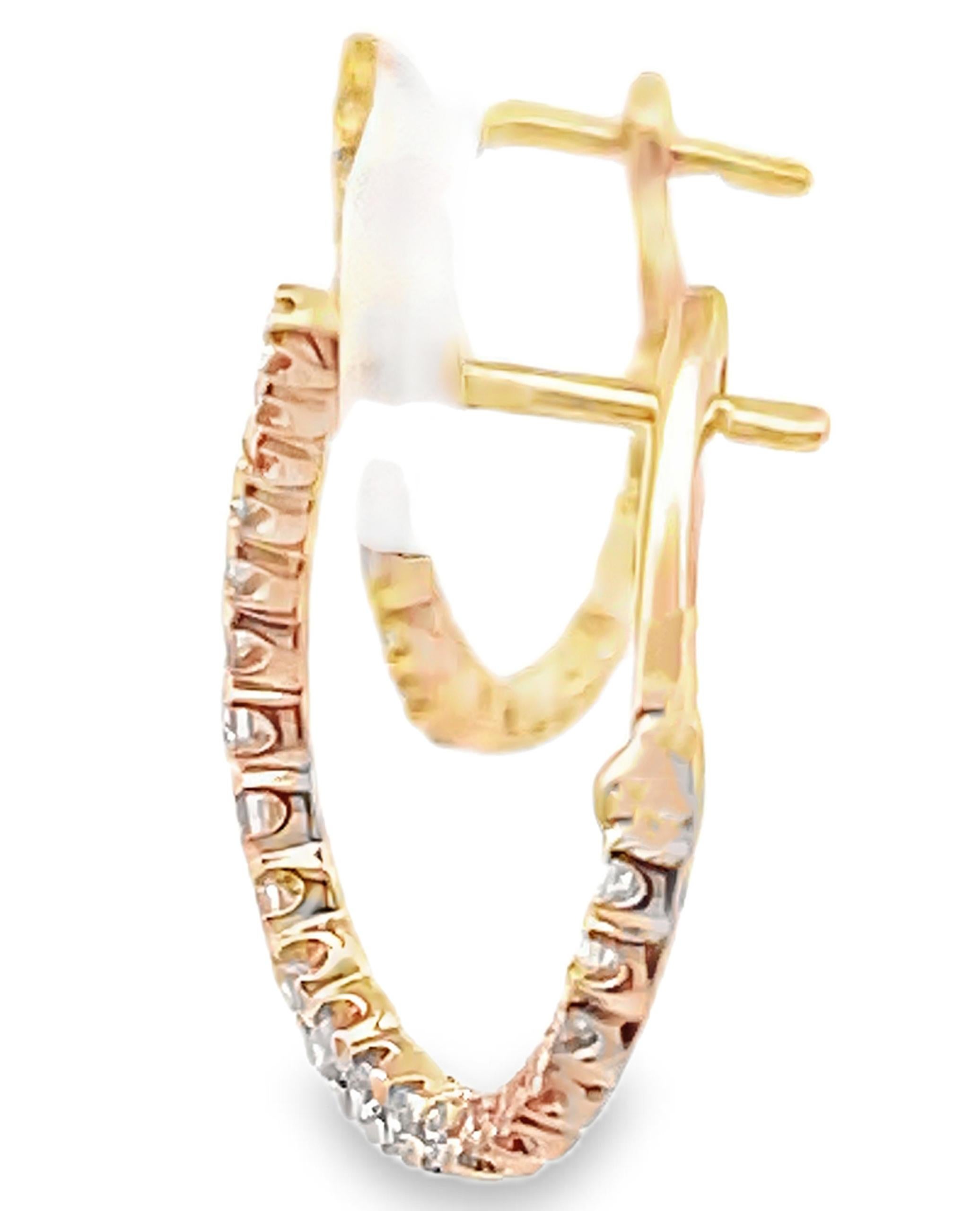 Contemporary Allison Kaufman 14K Yellow Gold Diamond Hoop Earrings 0.50 Carats For Sale