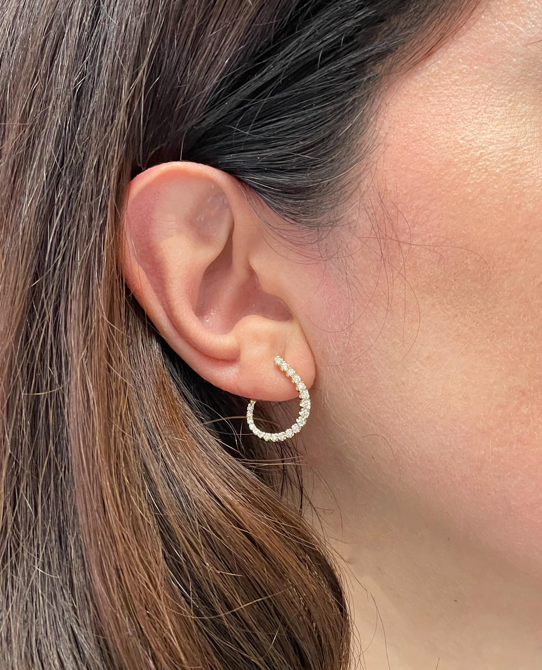 Women's Allison Kaufman 14K Yellow Gold Diamond Hoop Earrings 0.50 Carats For Sale