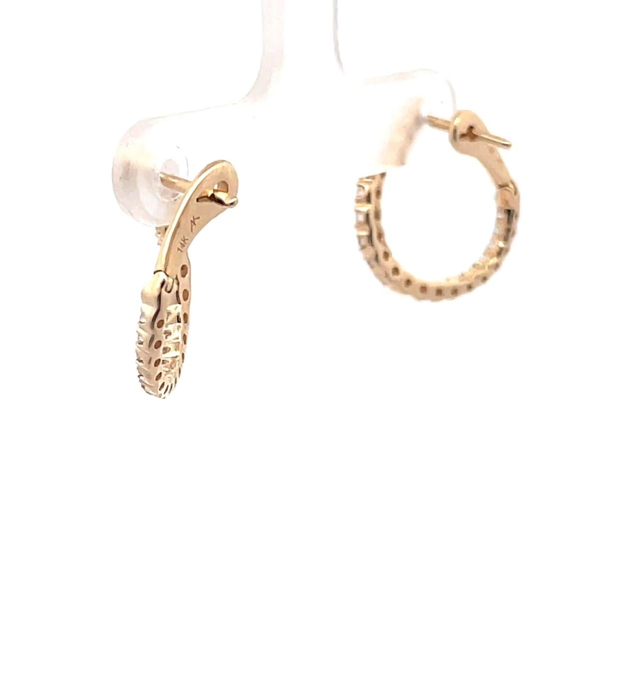 Allison Kaufman - Boucles d'oreilles en or jaune 14K avec diamants 0,50 carats en vente 2