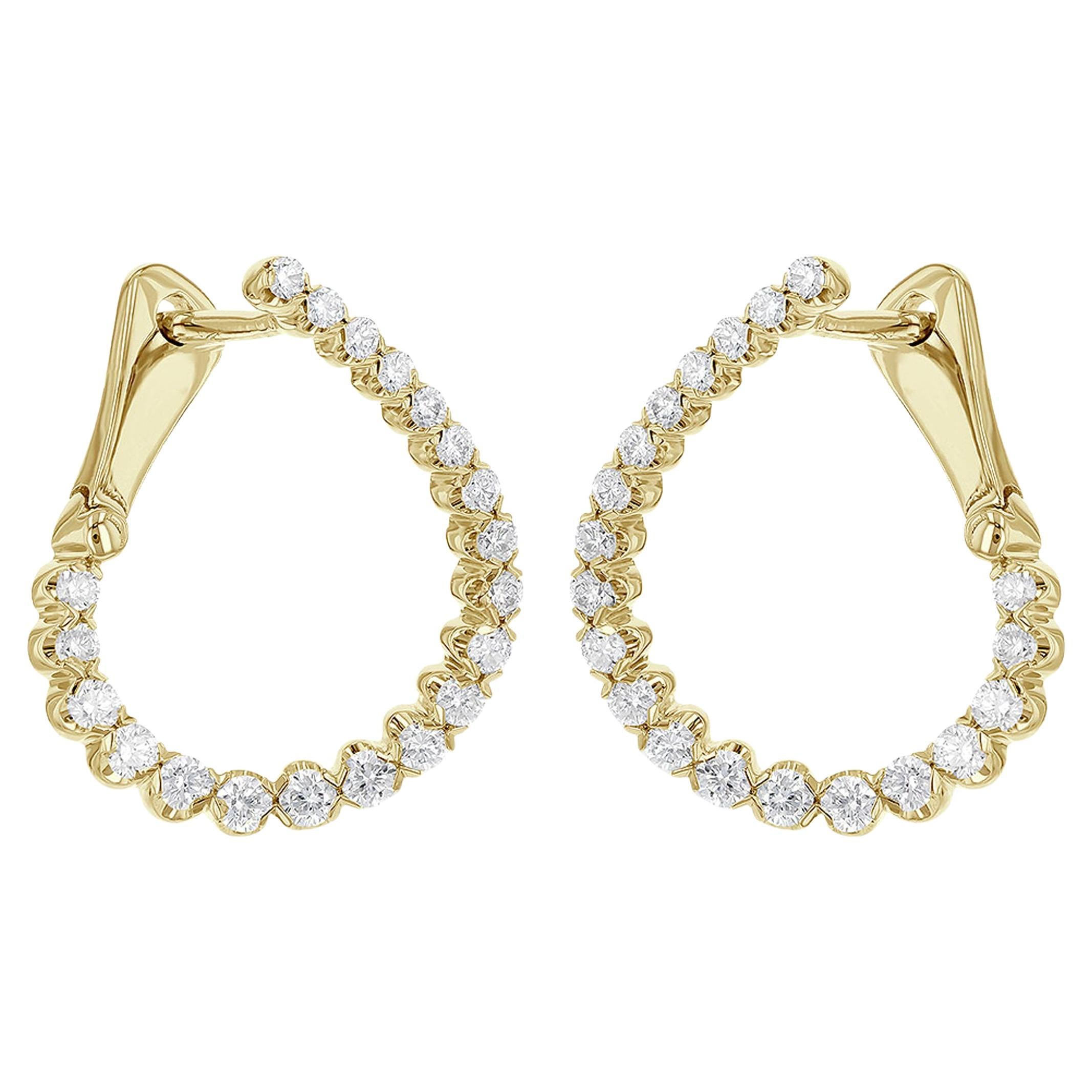 Allison Kaufman 14K Yellow Gold Diamond Hoop Earrings 0.50 Carats For Sale