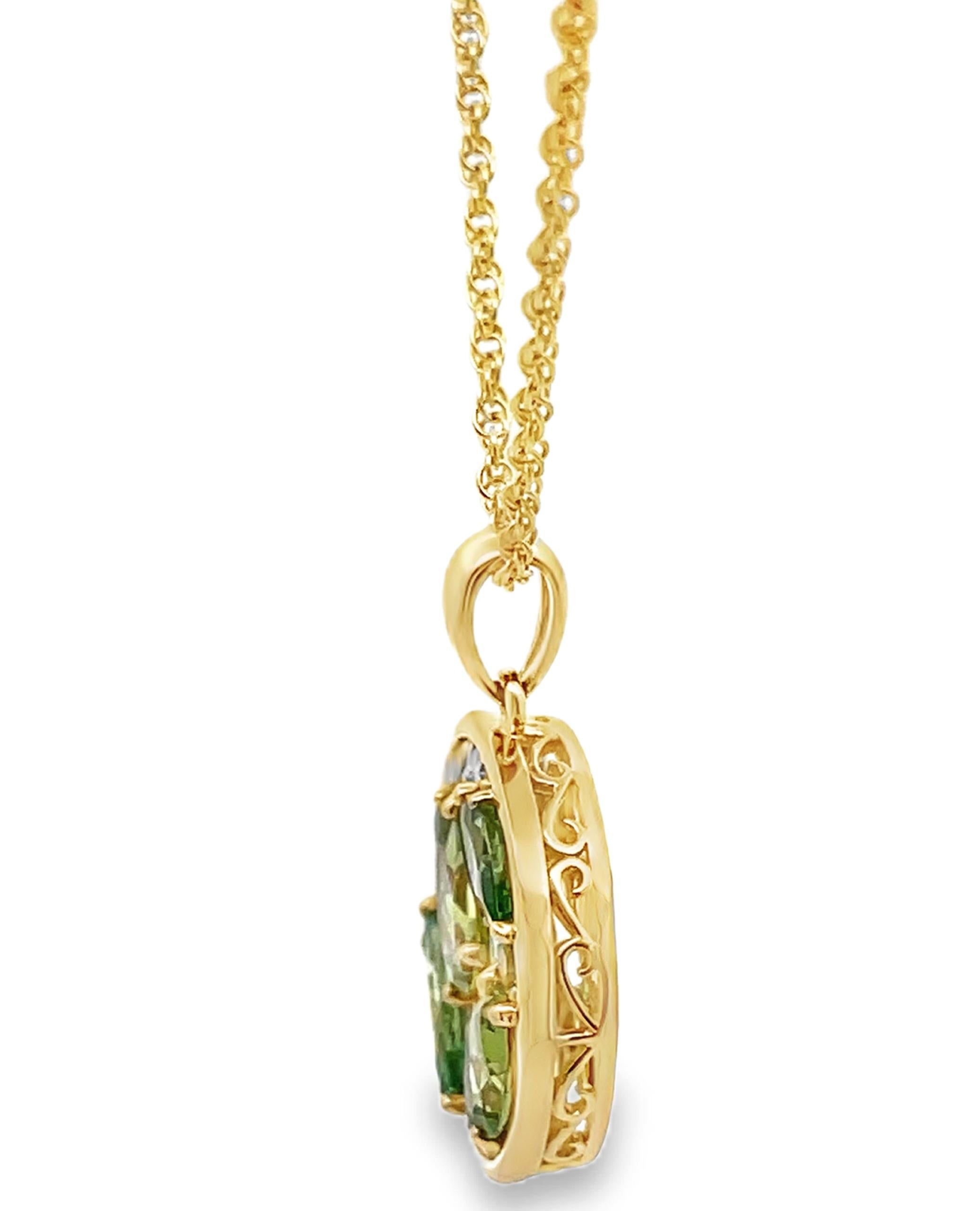Allison Kaufman Collana a cerchio in oro giallo 14K con diamanti, tsavorite e peridoto in vendita 1
