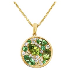 Allison Kaufman Collana a cerchio in oro giallo 14K con diamanti, tsavorite e peridoto