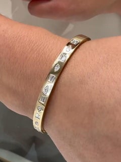 Allison Kaufman 14K Yellow Gold Geometric Bangle Bracelet with Diamonds