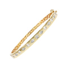 Allison Kaufman 14K Yellow Gold Geometric Bangle Bracelet with Diamonds