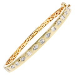 Allison Kaufman 14K Yellow Gold Geometric Bangle Bracelet with Diamonds