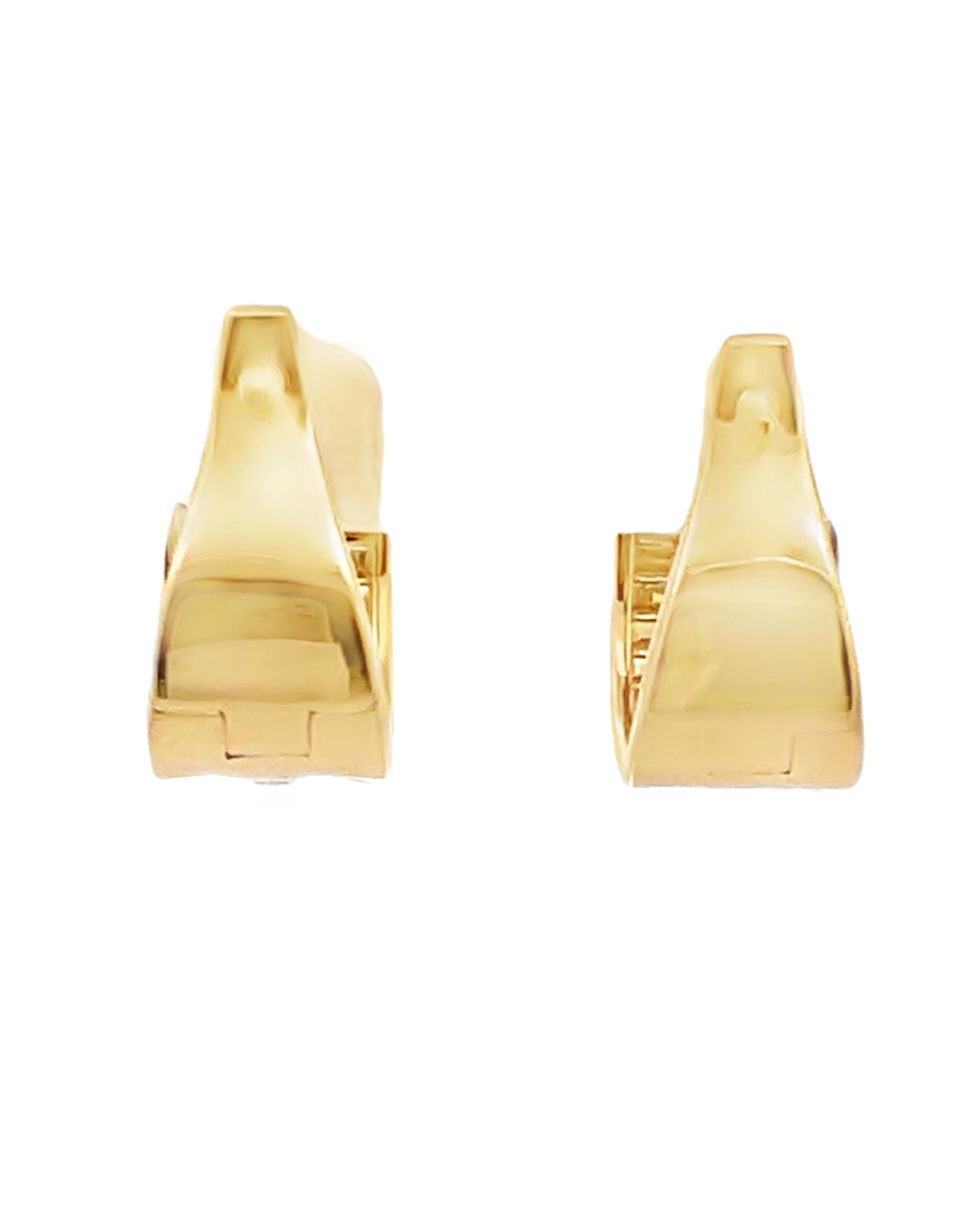 Contemporary Allison Kaufman 14K Yellow Gold Huggie Hoop Earrings with Row of Round Diamonds For Sale