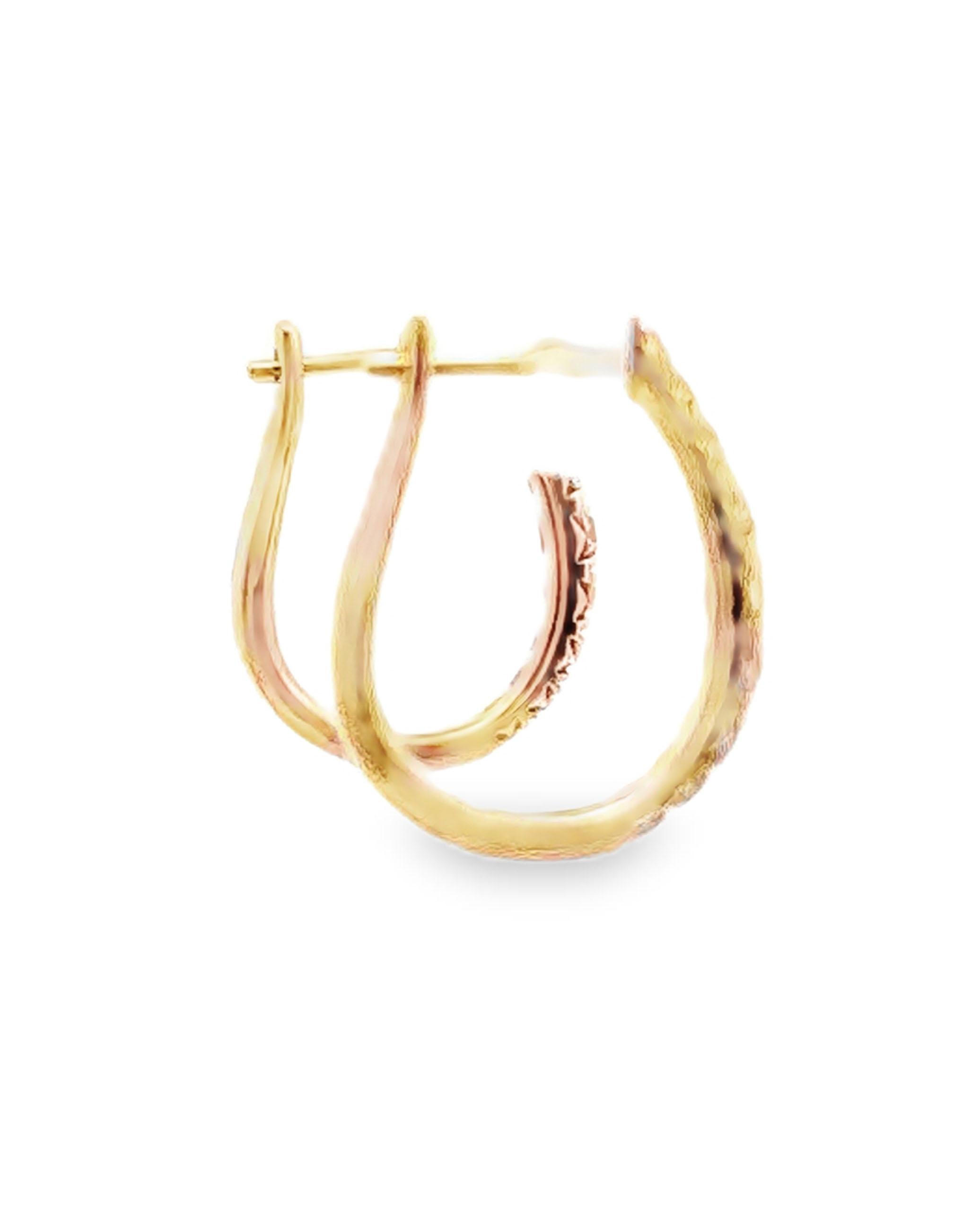 Contemporary Allison Kaufman 14K Yellow Gold Oval Hoop Earrings with Diamonds For Sale