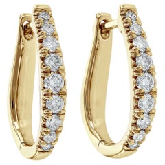 Allison Kaufman 14K Yellow Gold Oval Hoop Earrings with Round Diamonds 0.50 Cts