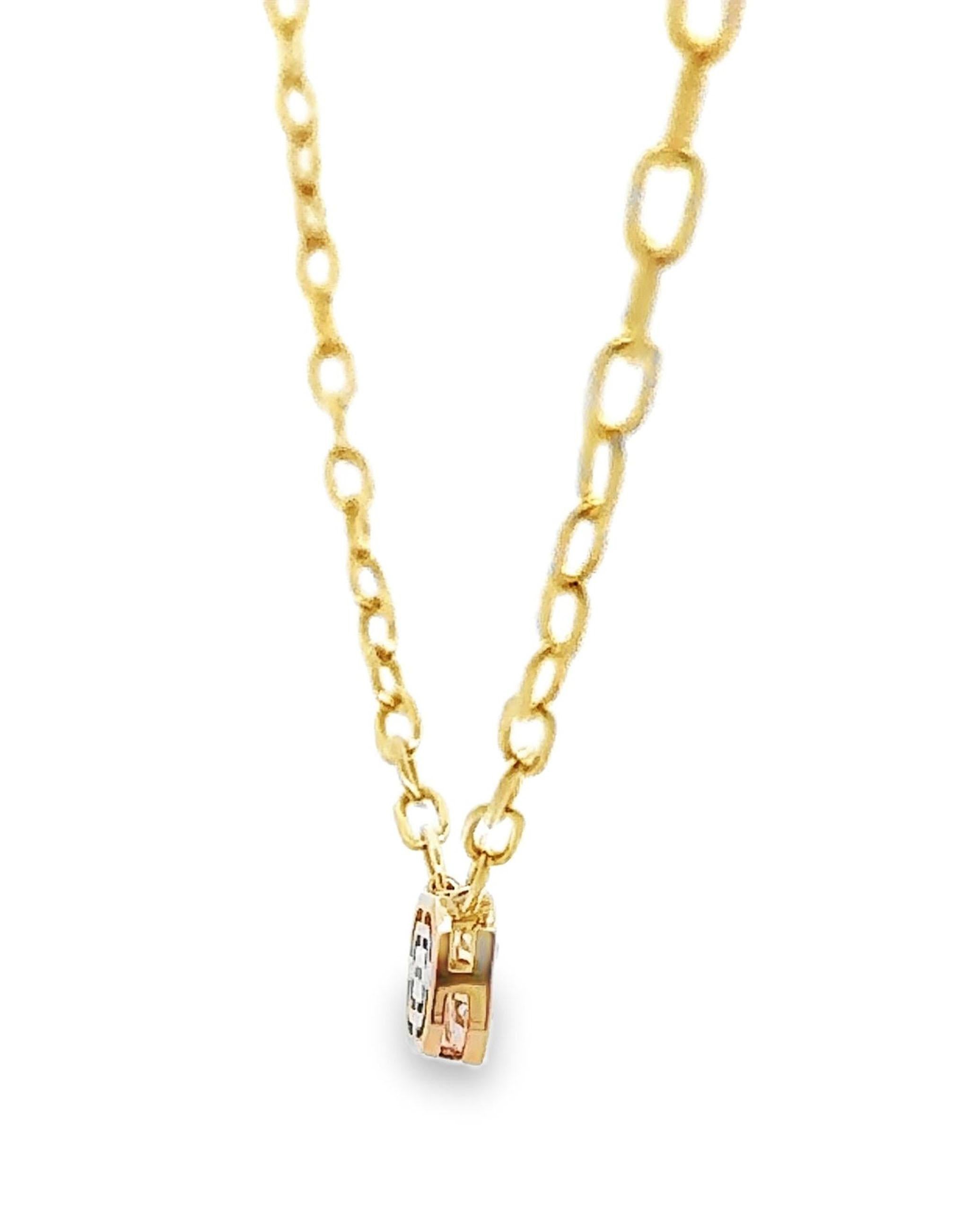 Contemporary Allison Kaufman 14K Yellow Gold Paperclip Chain Necklace with Diamond Pendant For Sale