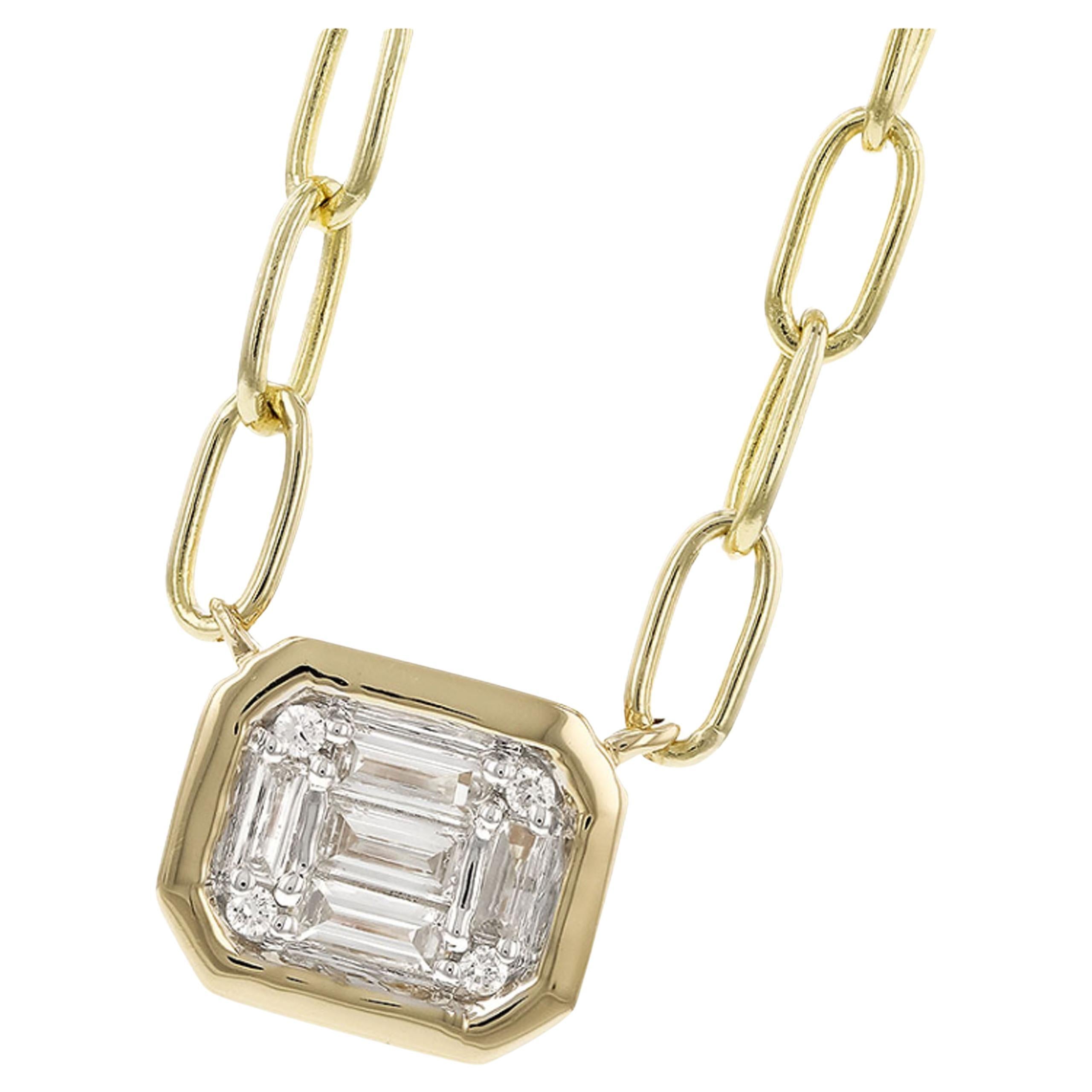 Allison Kaufman 14K Yellow Gold Paperclip Chain Necklace with Diamond Pendant
