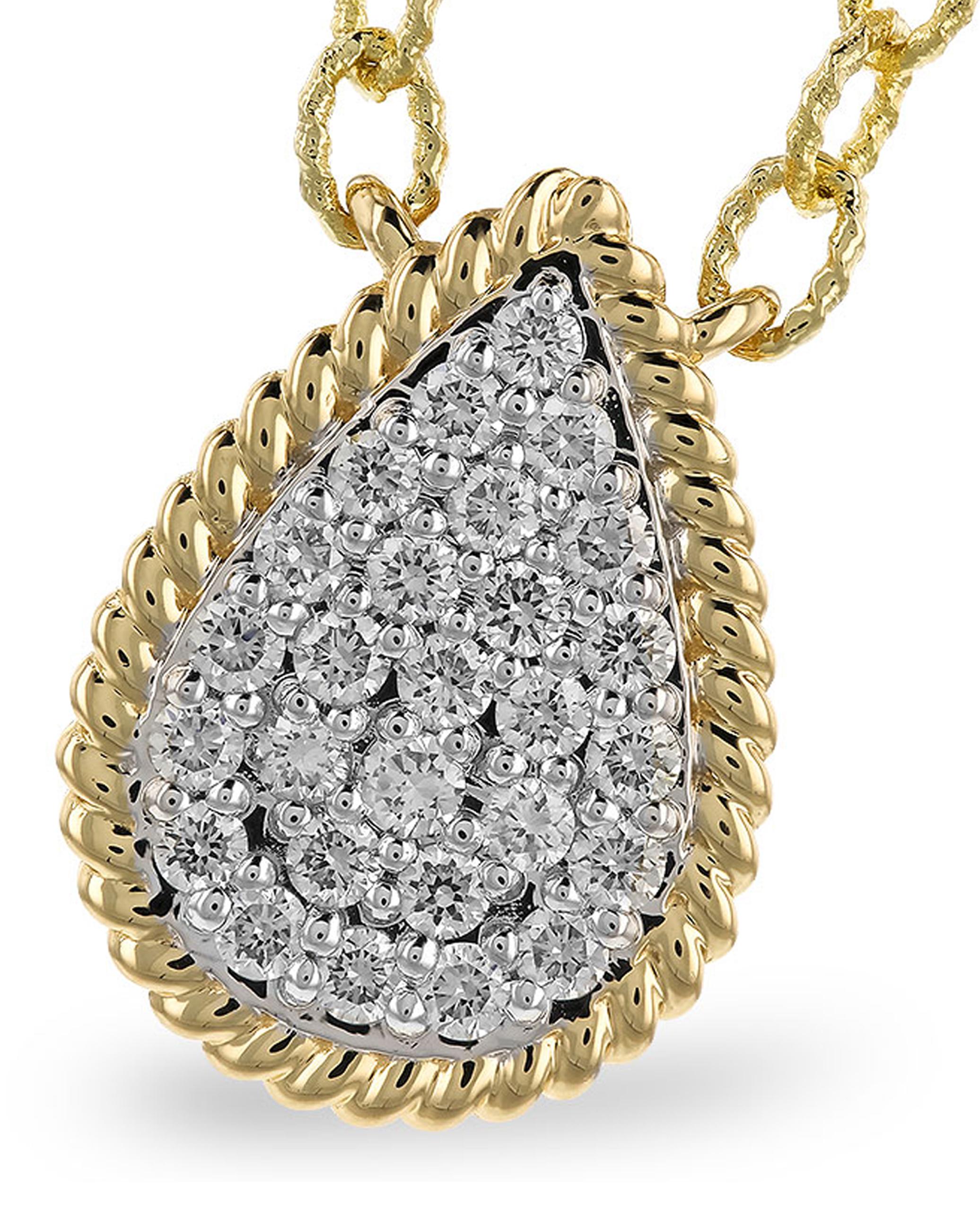 Collana con ciondolo con diamante a forma di pera in oro giallo 14K di Allison Kaufman, con catena A Link in vendita 4