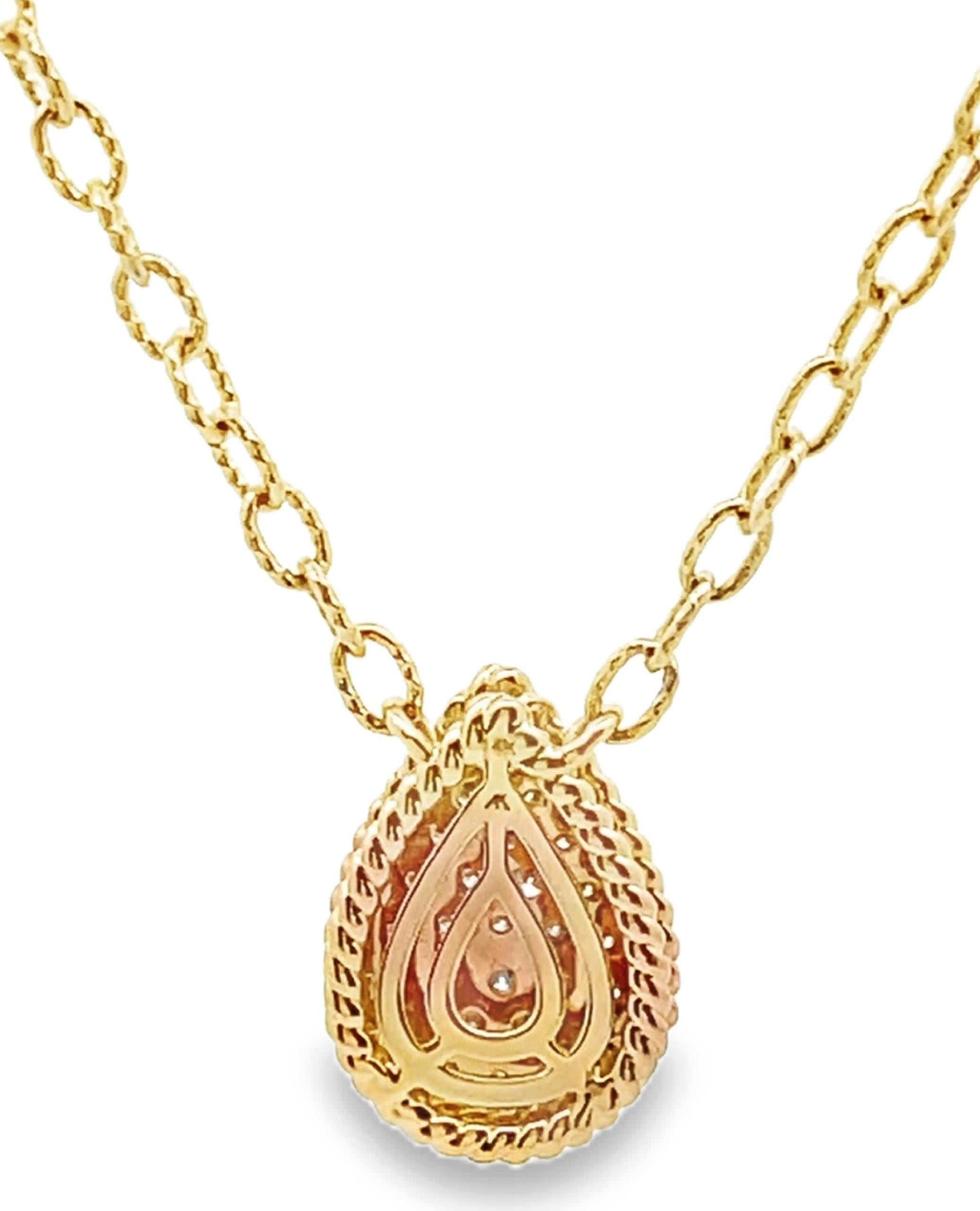 Collana con ciondolo con diamante a forma di pera in oro giallo 14K di Allison Kaufman, con catena A Link In condizioni Nuovo in vendita a Old Tappan, NJ