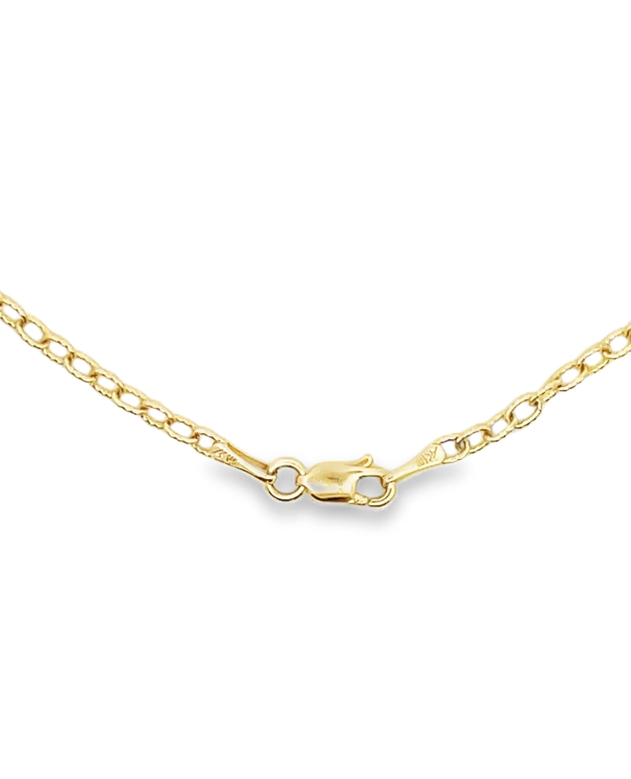 Collana con ciondolo con diamante a forma di pera in oro giallo 14K di Allison Kaufman, con catena A Link in vendita 1