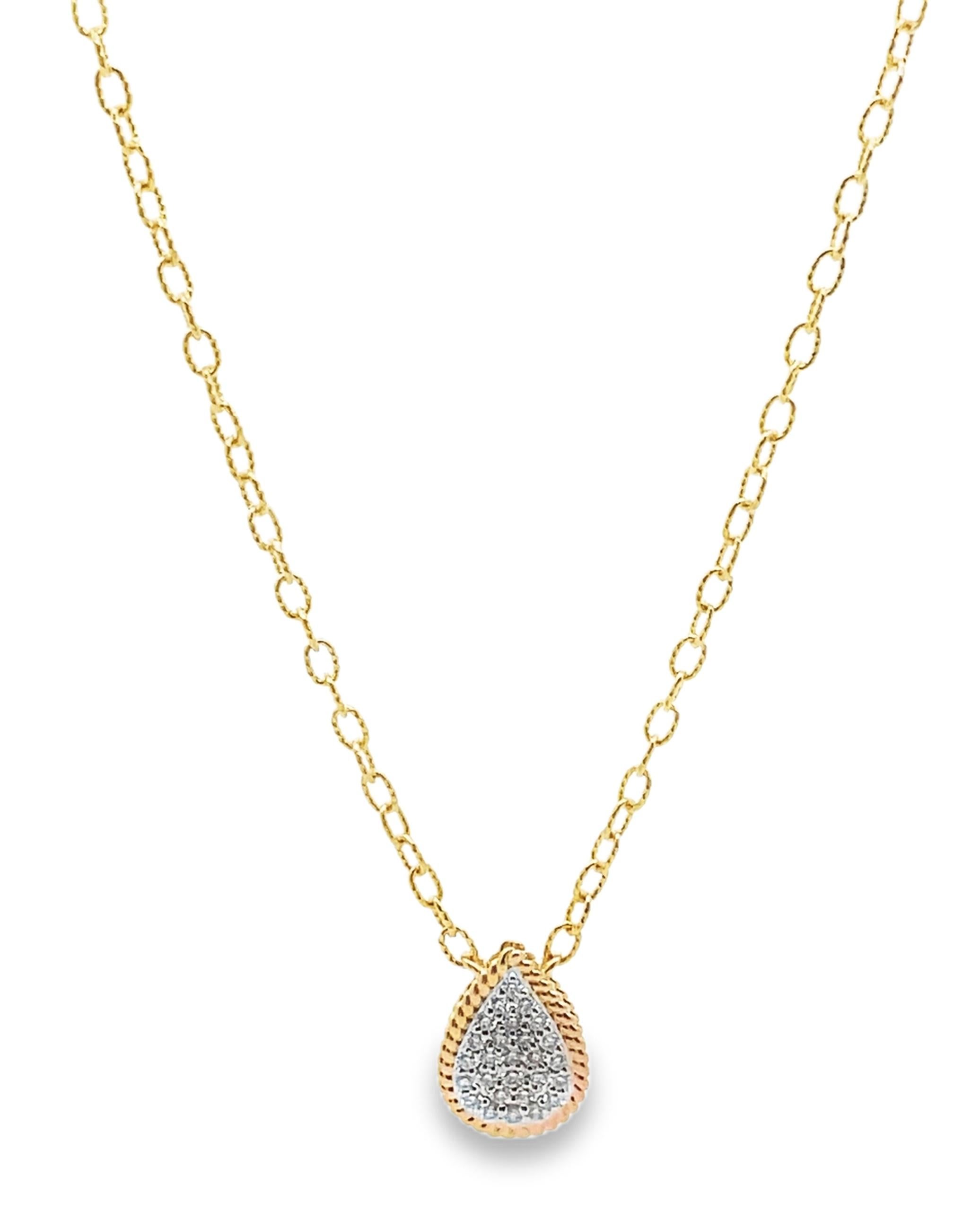 Collana con ciondolo con diamante a forma di pera in oro giallo 14K di Allison Kaufman, con catena A Link in vendita 2