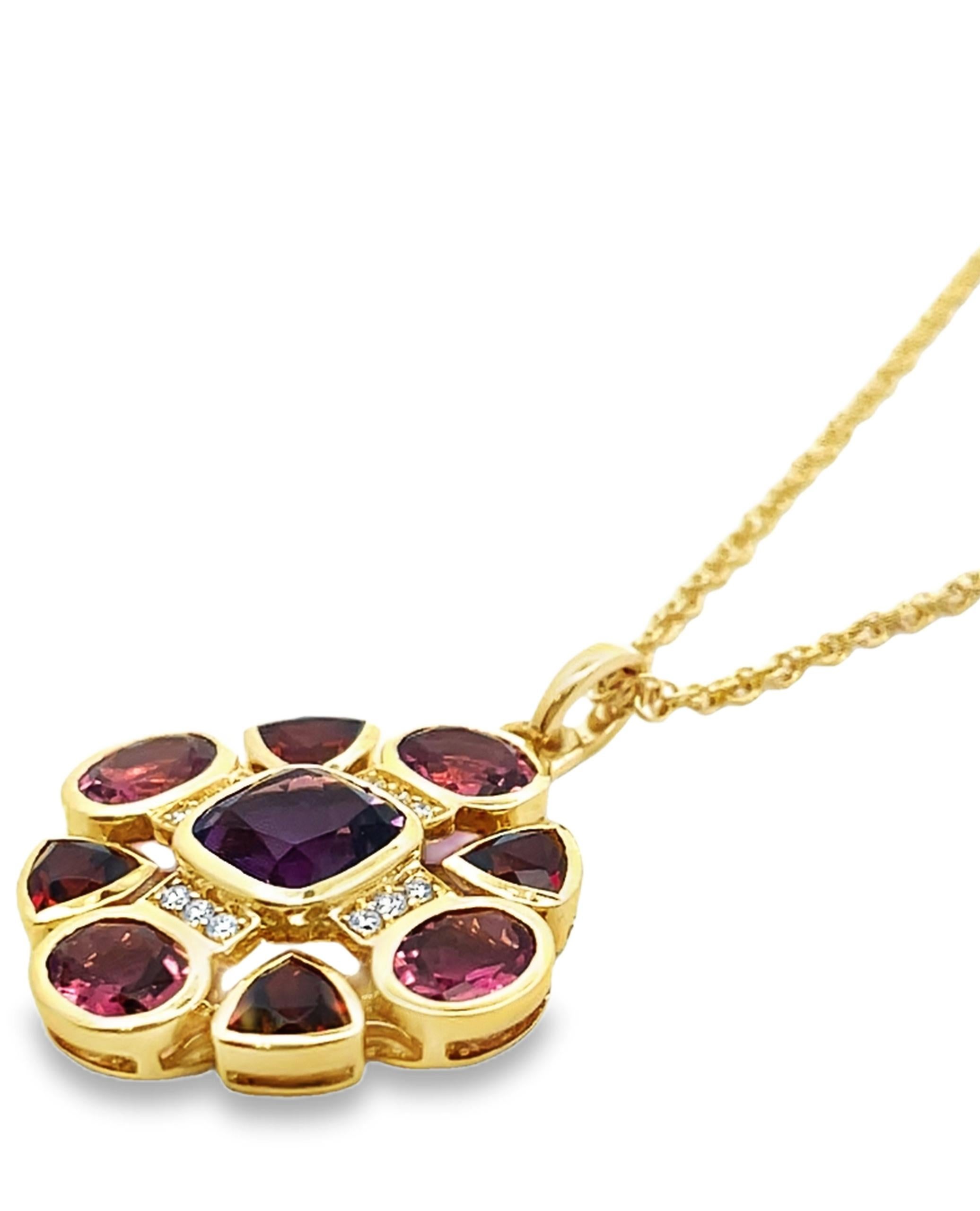 Allison Kaufman - Collana geometrica con pietre semipreziose e diamanti in oro giallo 14 carati In condizioni Nuovo in vendita a Old Tappan, NJ