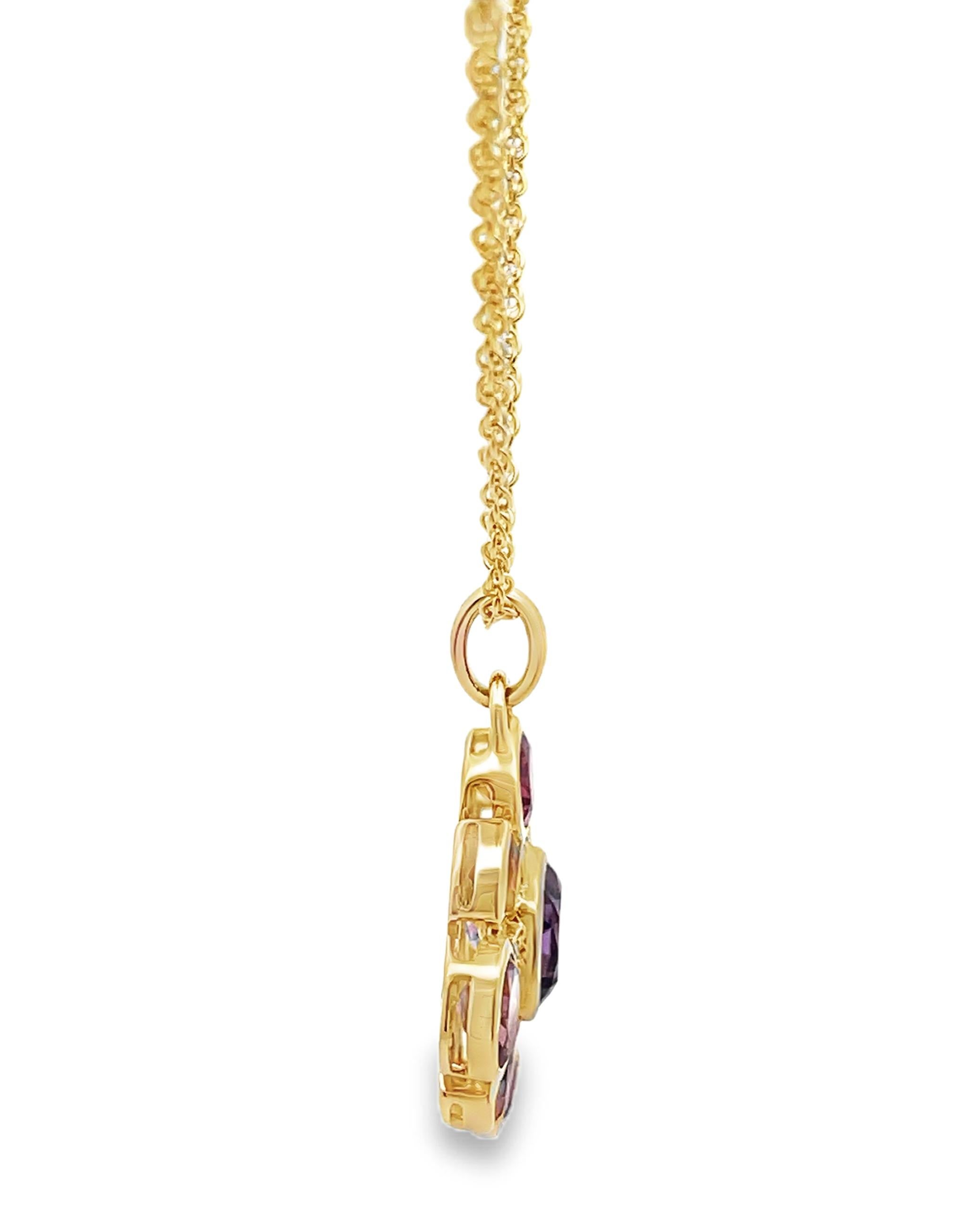 Donna Allison Kaufman - Collana geometrica con pietre semipreziose e diamanti in oro giallo 14 carati in vendita