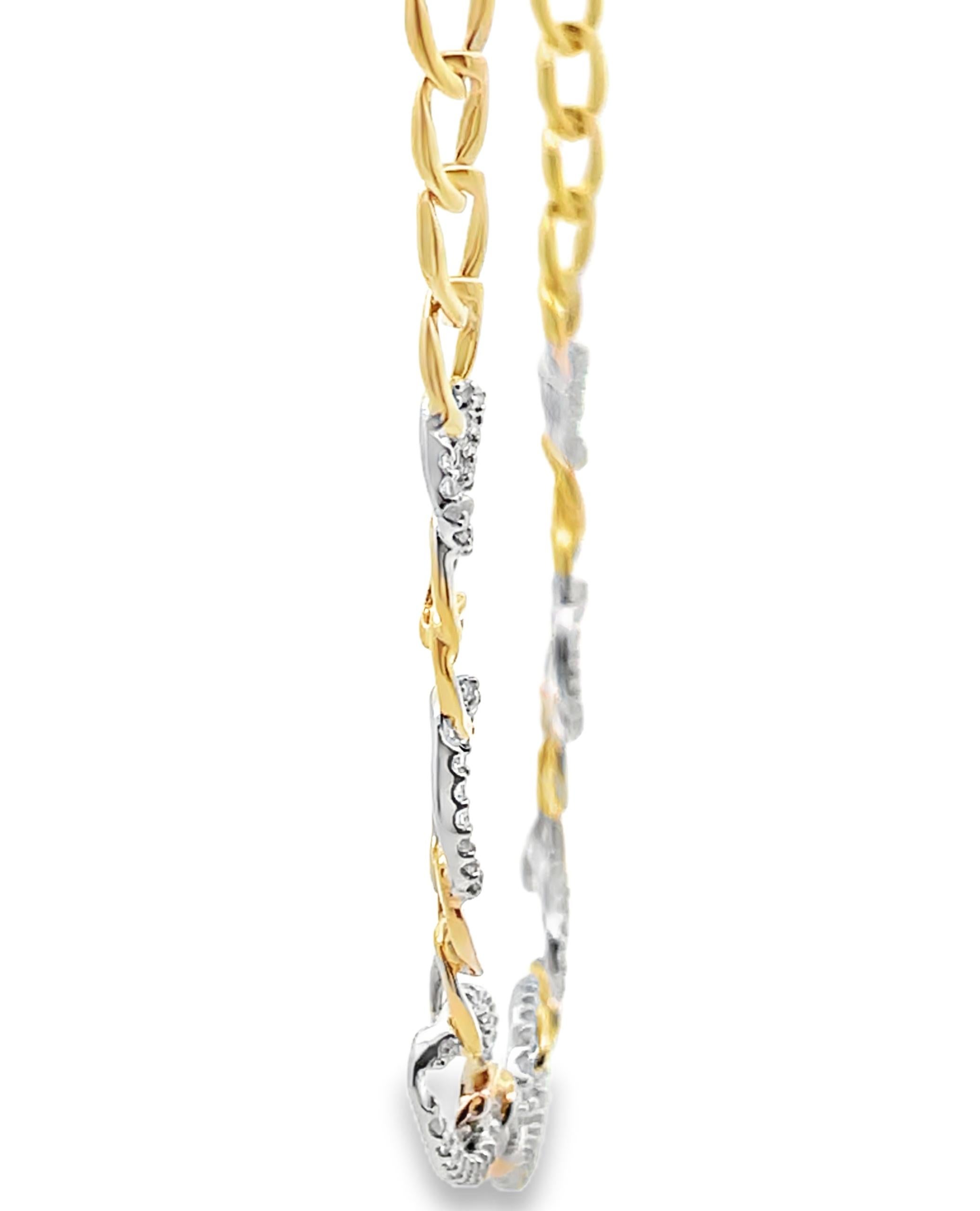 Contemporain Collier à maillons en or jaune et blanc 14K et diamants 1,15 carats Allison Kaufman en vente