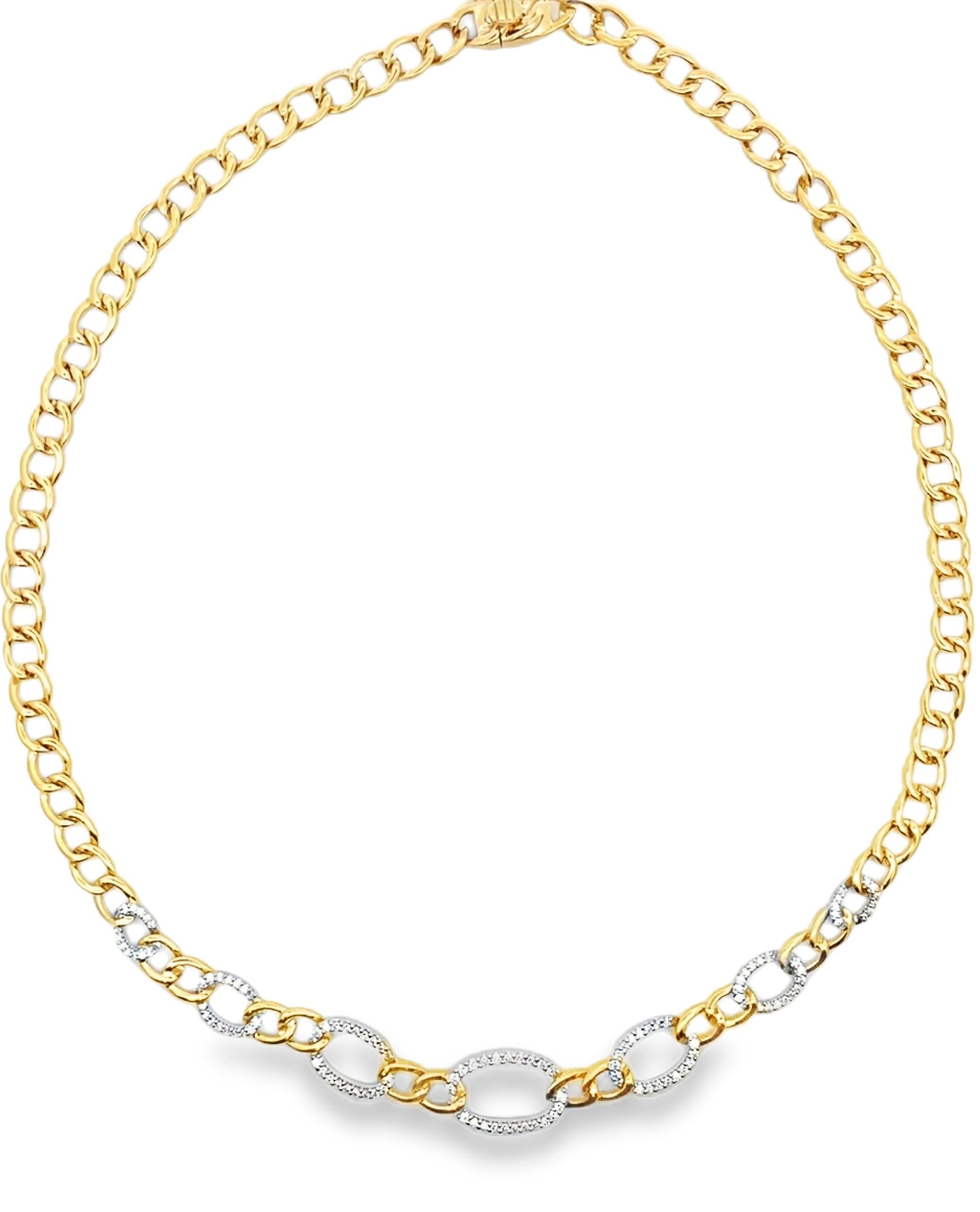 Collier à maillons en or jaune et blanc 14K et diamants 1,15 carats Allison Kaufman Neuf - En vente à Old Tappan, NJ