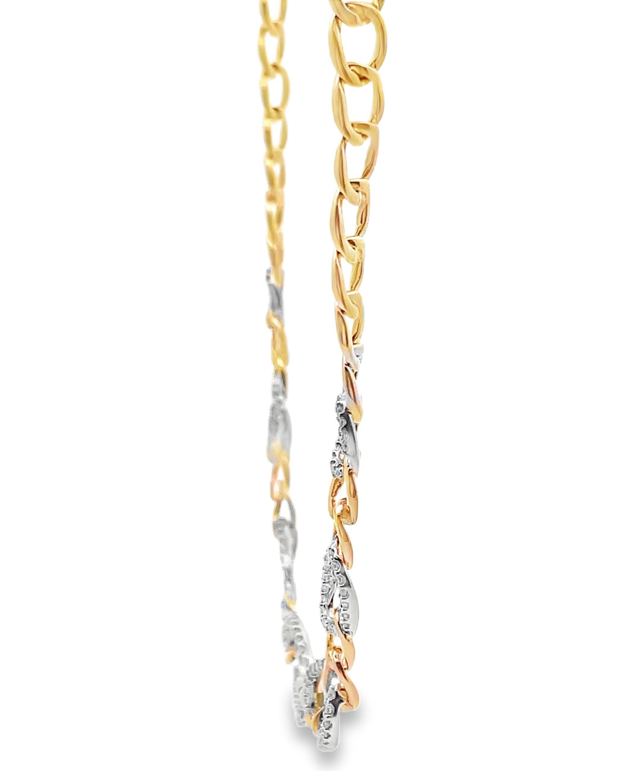 Collier à maillons en or jaune et blanc 14K et diamants 1,15 carats Allison Kaufman Pour femmes en vente