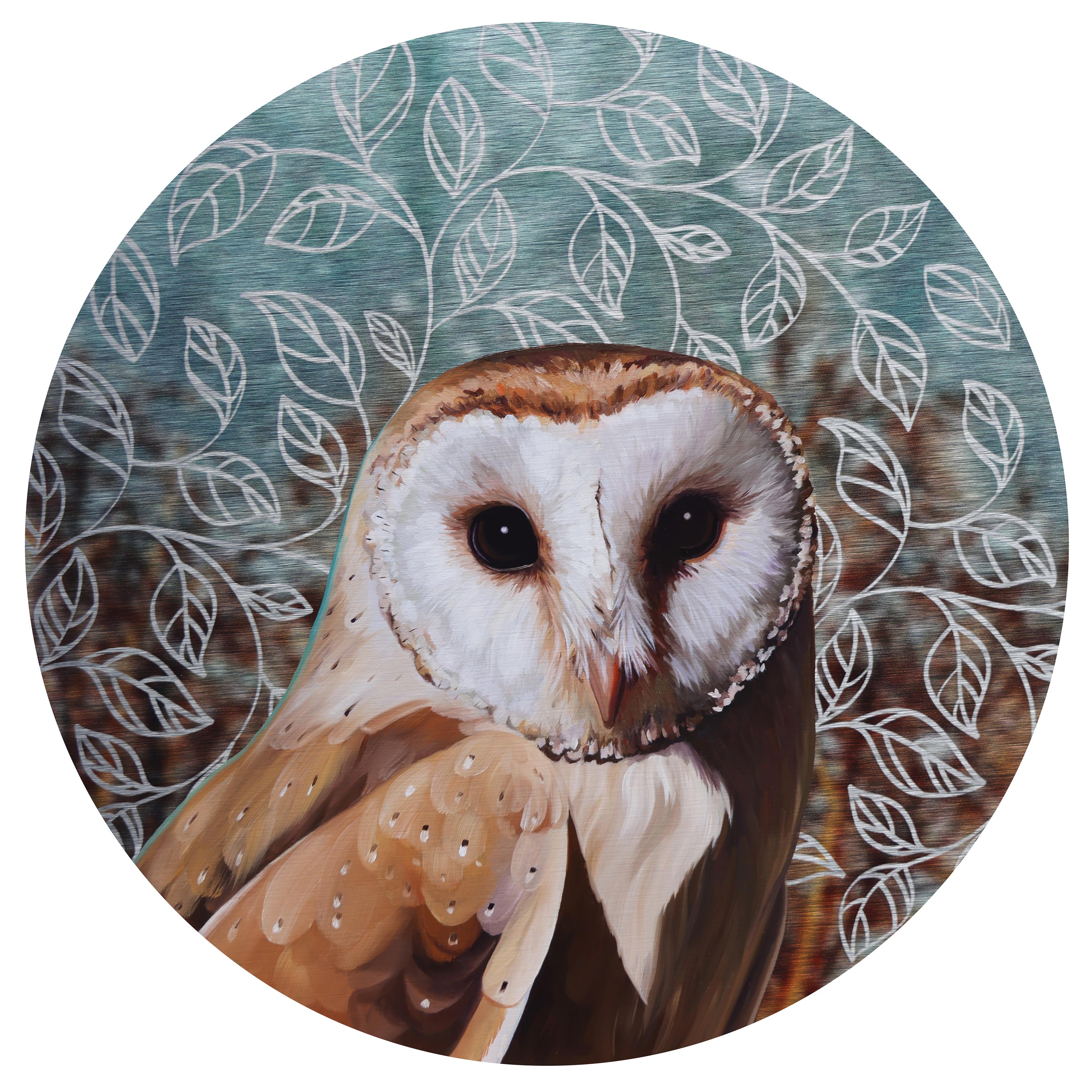 Allison Leigh Smith Figurative Painting - "Reflection: Barn Owl" - Original Oil Painting, Wildlife Art