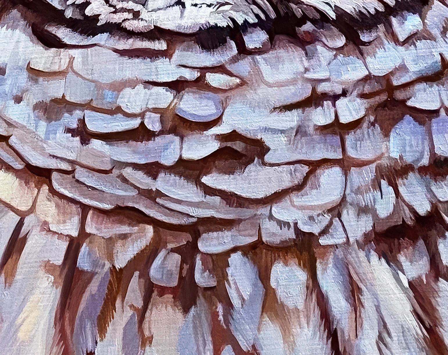 „Reflection: Barred Owl“ – Original-Ölgemälde, Waldvogelkunst, Reflection (Schwarz), Figurative Painting, von Allison Leigh Smith