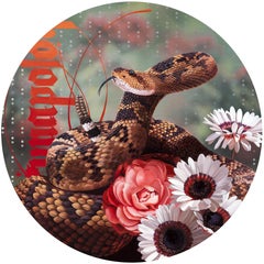 Peinture originale « Unapologetic » d'Allison Leigh Smith, serpent et fleurs