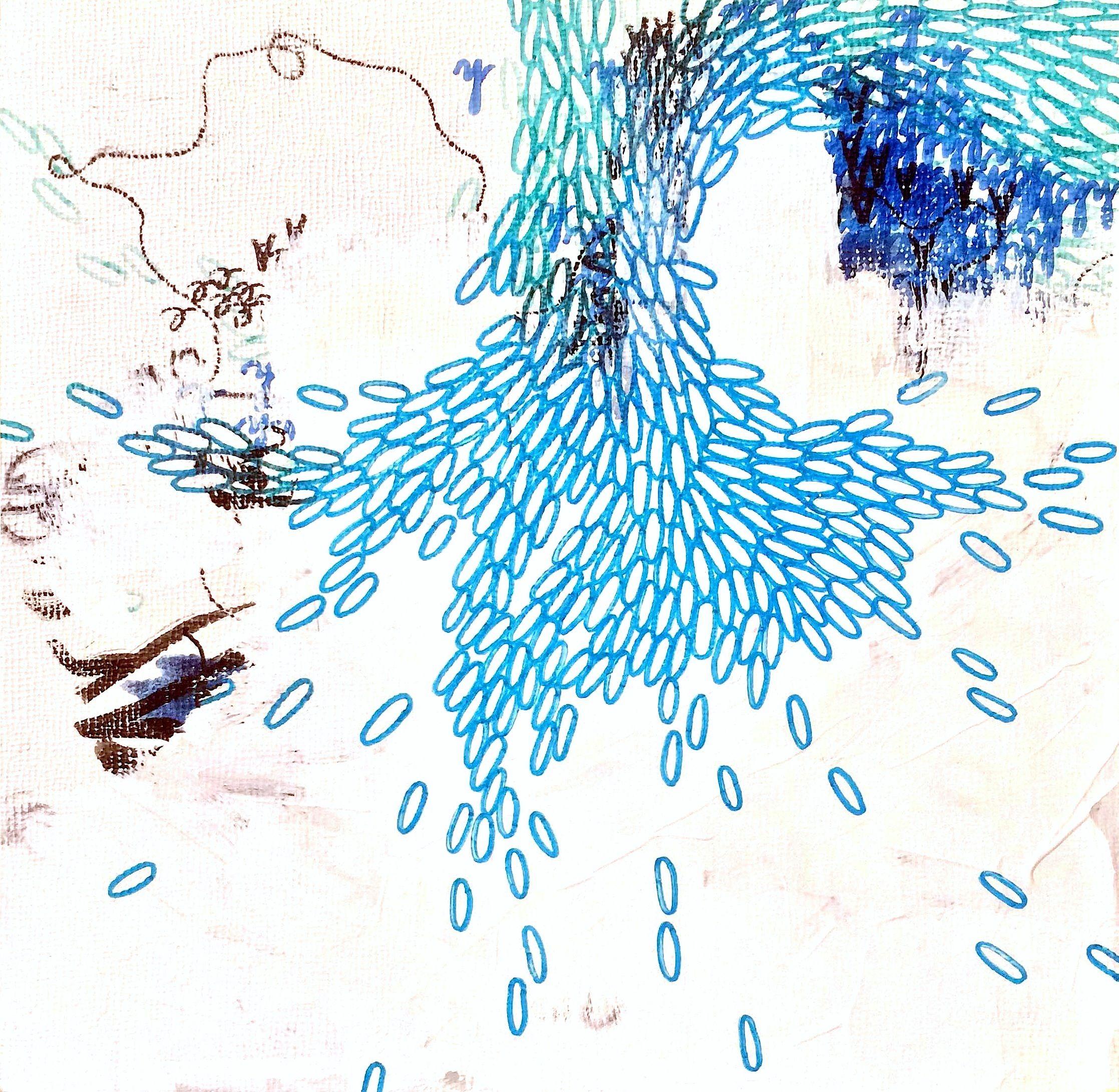 Cascade, Mixed Media on MDF Panel - Mixed Media Art by Allison Long Hardy