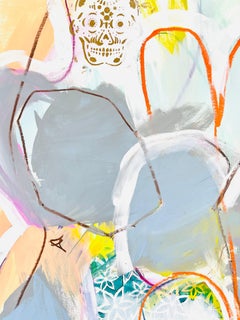 Twist + Turn III, Abstract Acrylic Mixed Media Figurative Nude on Paper, Signed