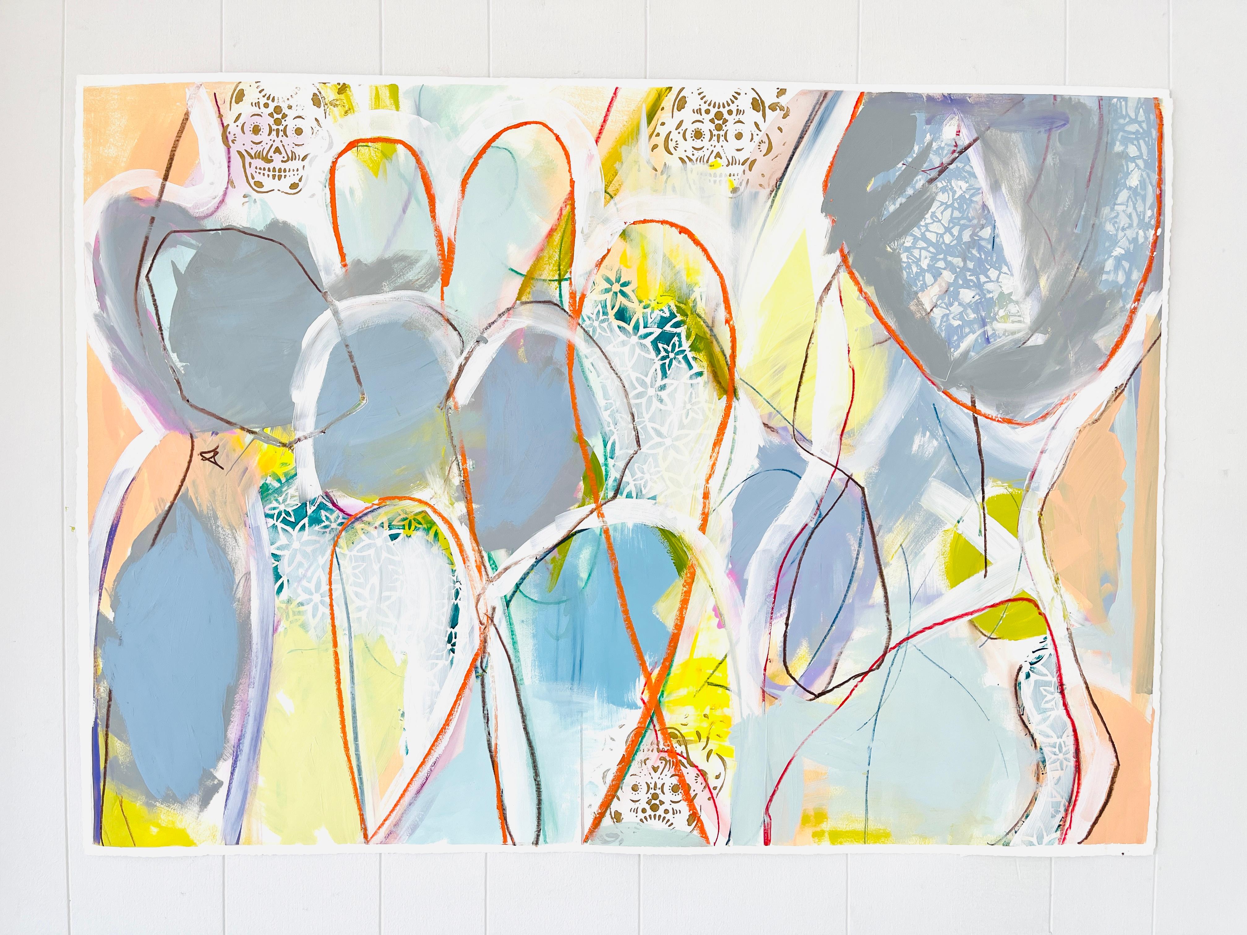 Twist + Turn III, Abstract Acrylic Mixed Media Figurative Nude on Paper, Signed - Mixed Media Art by Allison Meyler