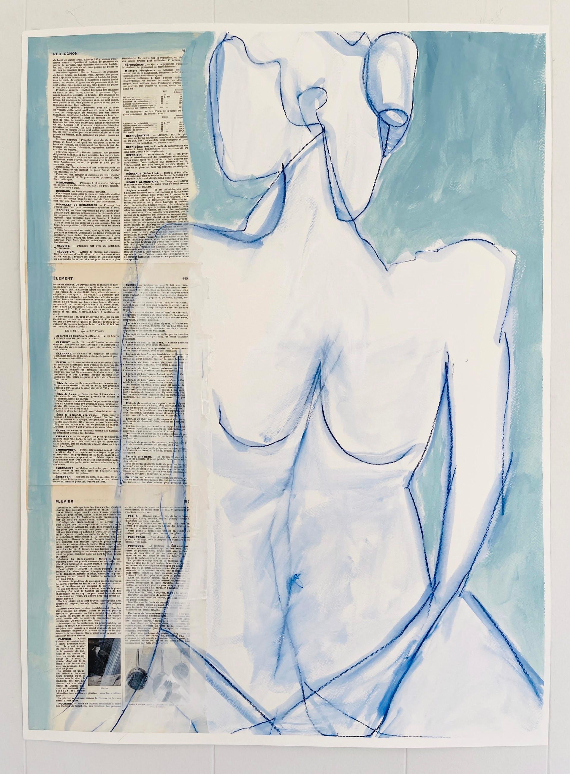 Allison Meyler Nude Painting - Reblochon, acrylic 
mixed media, nude, figure, beauty, line, form, blues
