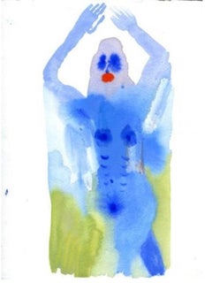 Bailarina azul n.º 2, pintura aguada sobre papel de Allison Schulnik, 2013