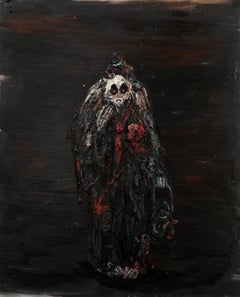 Hobo Clown with Bucket, Oil on Linen Painting by Allison Schulnik, 2011