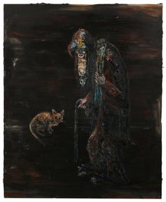 Sailor With Mother Cat, peinture à l'huile sur lin d'Allison Schulnik, 2012