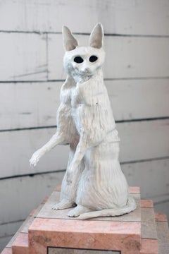 Standing Gin #3, Glazed Porcelain Sculpture by Allison Schulnik, 2011