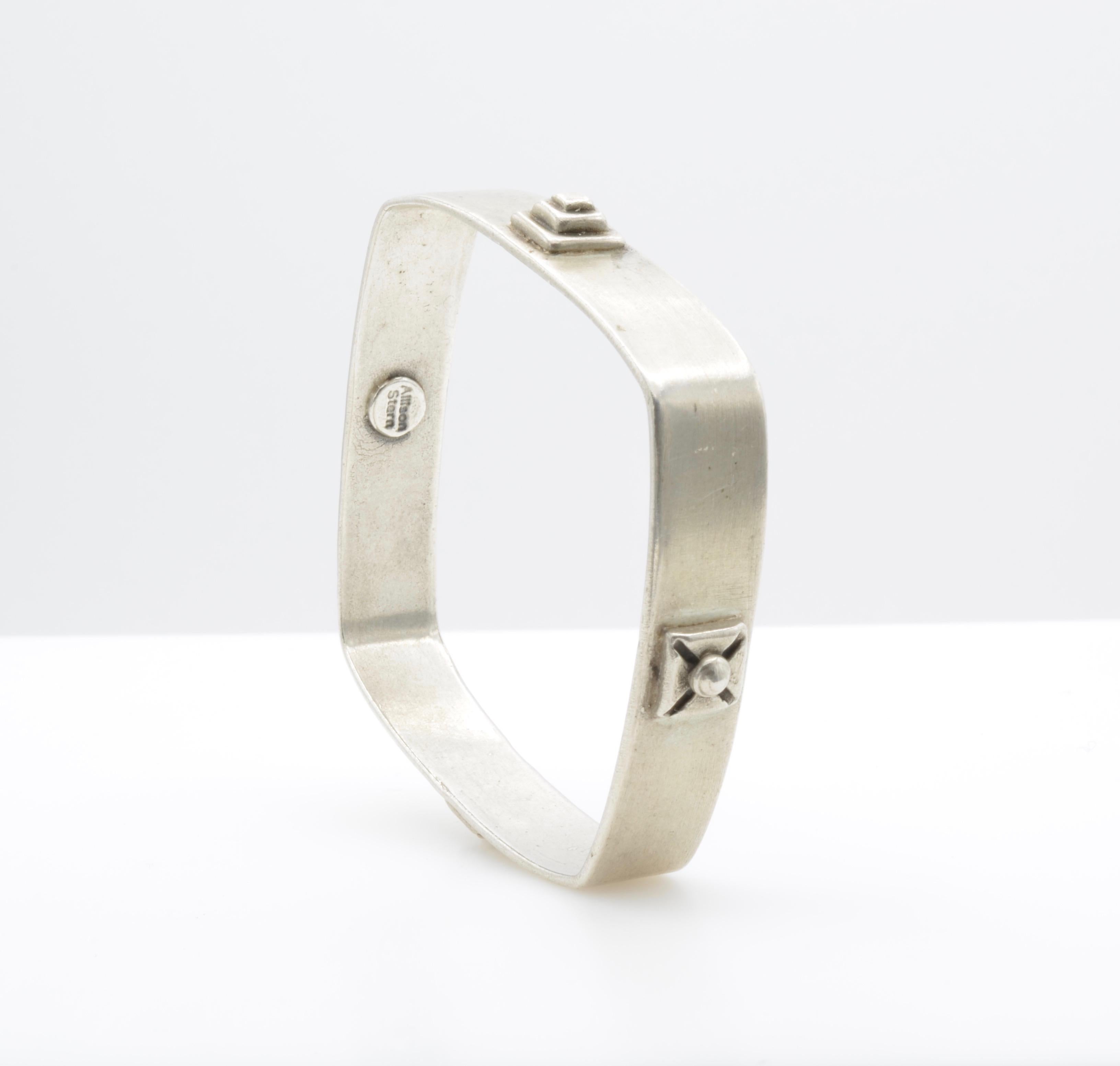 Allison Stern Silver Square Bracelet Architectural Design In Excellent Condition For Sale In Berkeley, CA