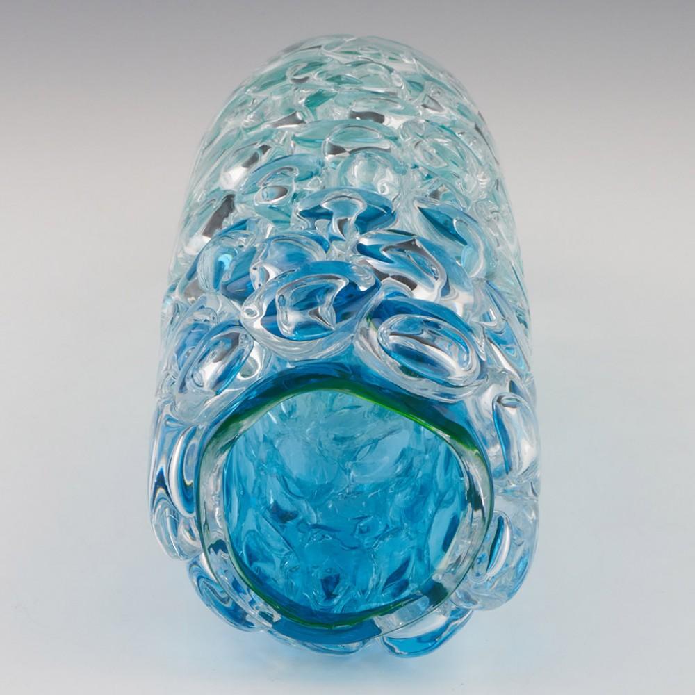 Allister Malcolm Luminescent Aqua Bubble Wrap Cylindrical Vase 2023 For Sale 2