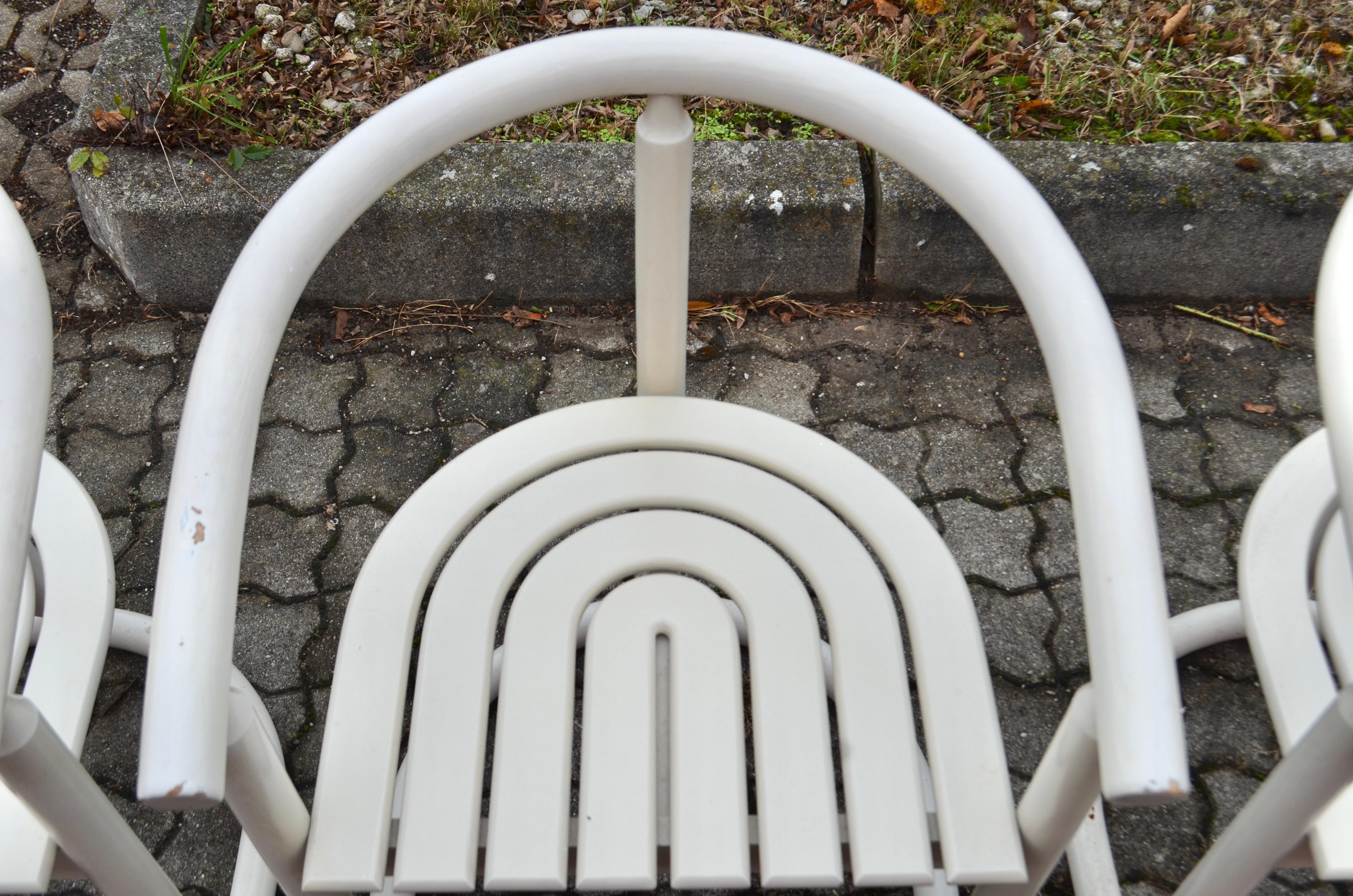 Late 20th Century Allmilmö White Bentwood Chair Set of 3 For Sale