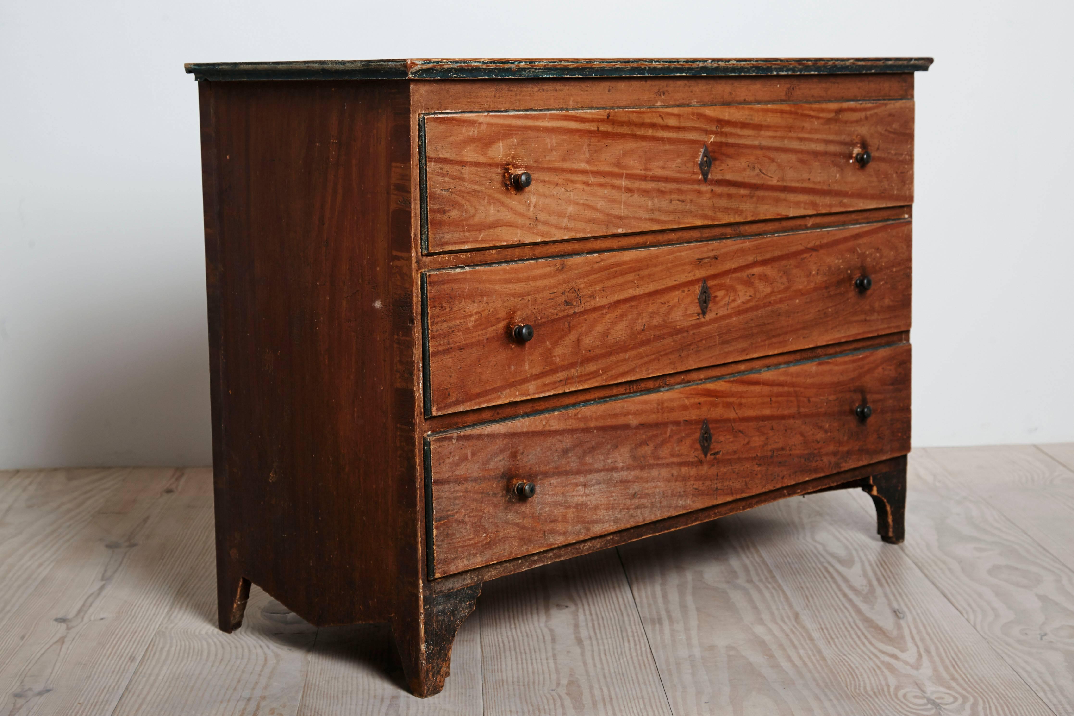 Allmoge Commode with Faux Bois and Faux Marble Finish, Sweden, Dated 1842 3