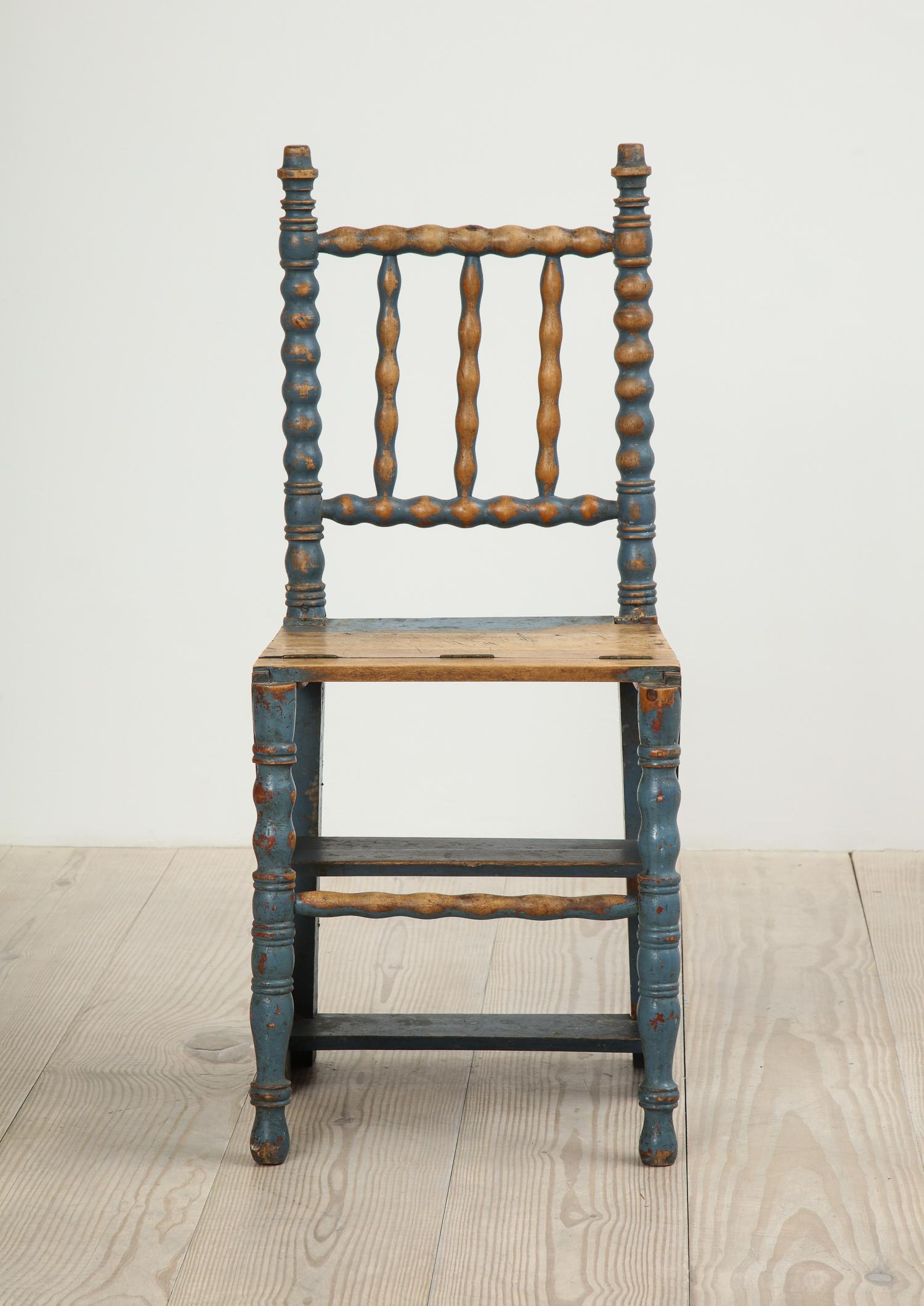 Folk Art Allmoge Swedish Ladder Chair, Origin, Sweden, circa 1820