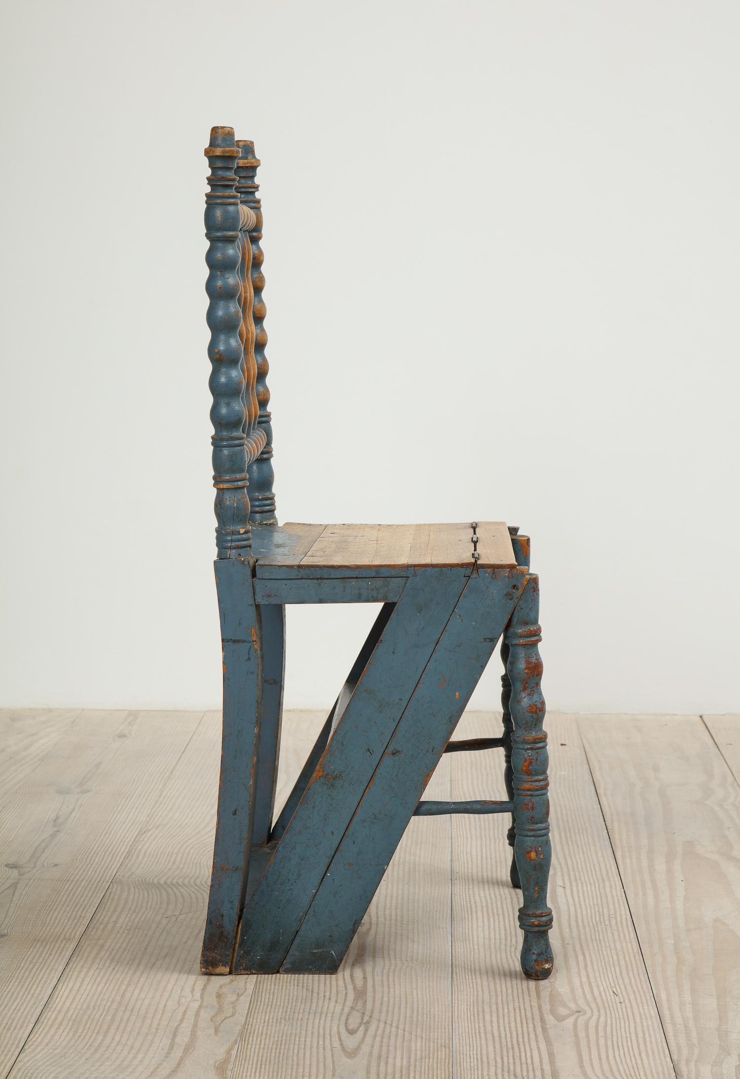 Hand-Carved Allmoge Swedish Ladder Chair, Origin, Sweden, circa 1820